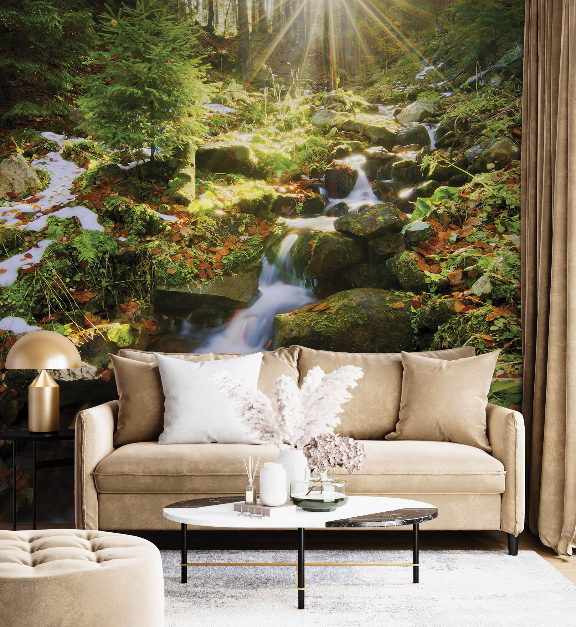 Waterval met de zon schijnend door de bomen - LW00250