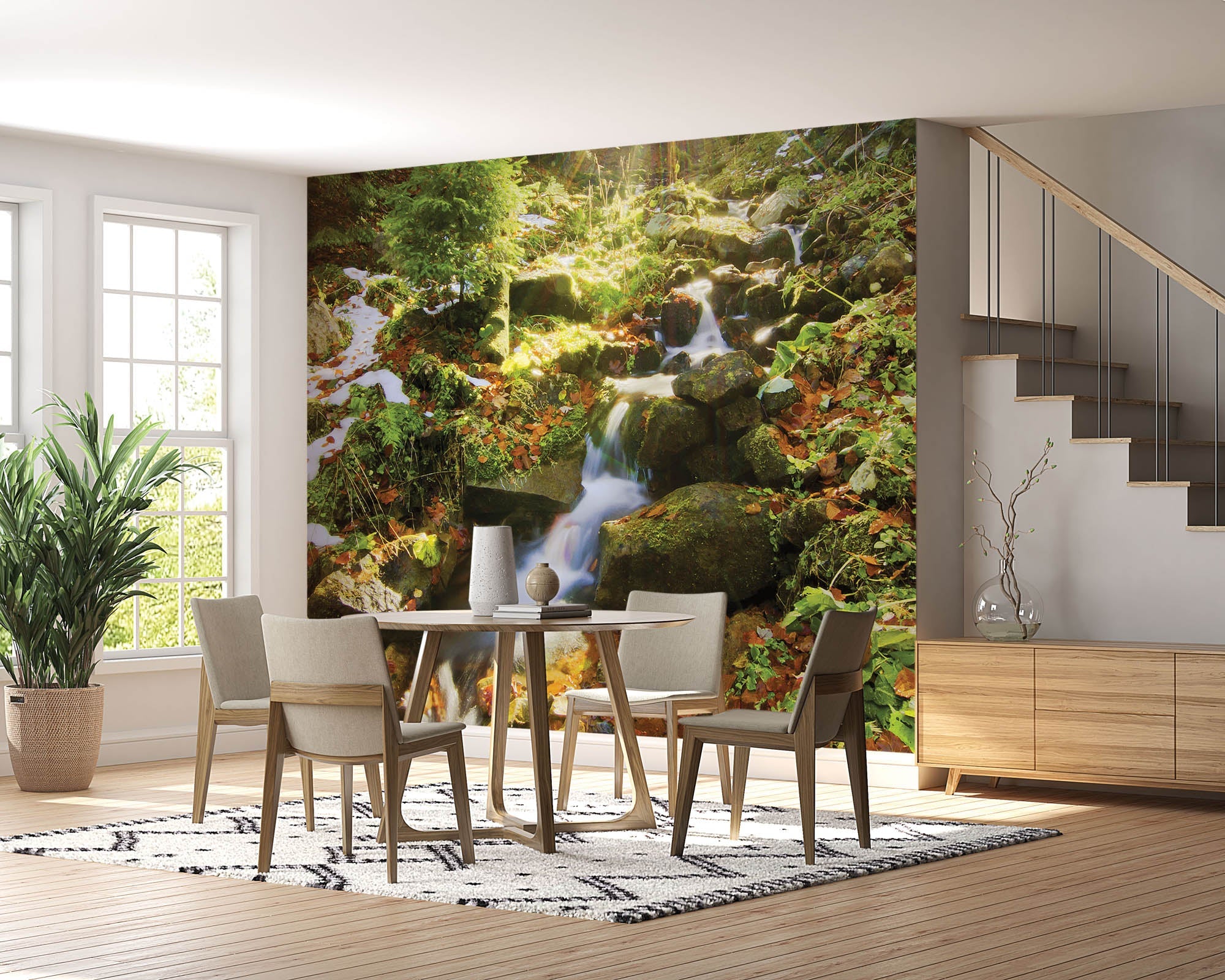 Waterval met de zon schijnend door de bomen - LW00250