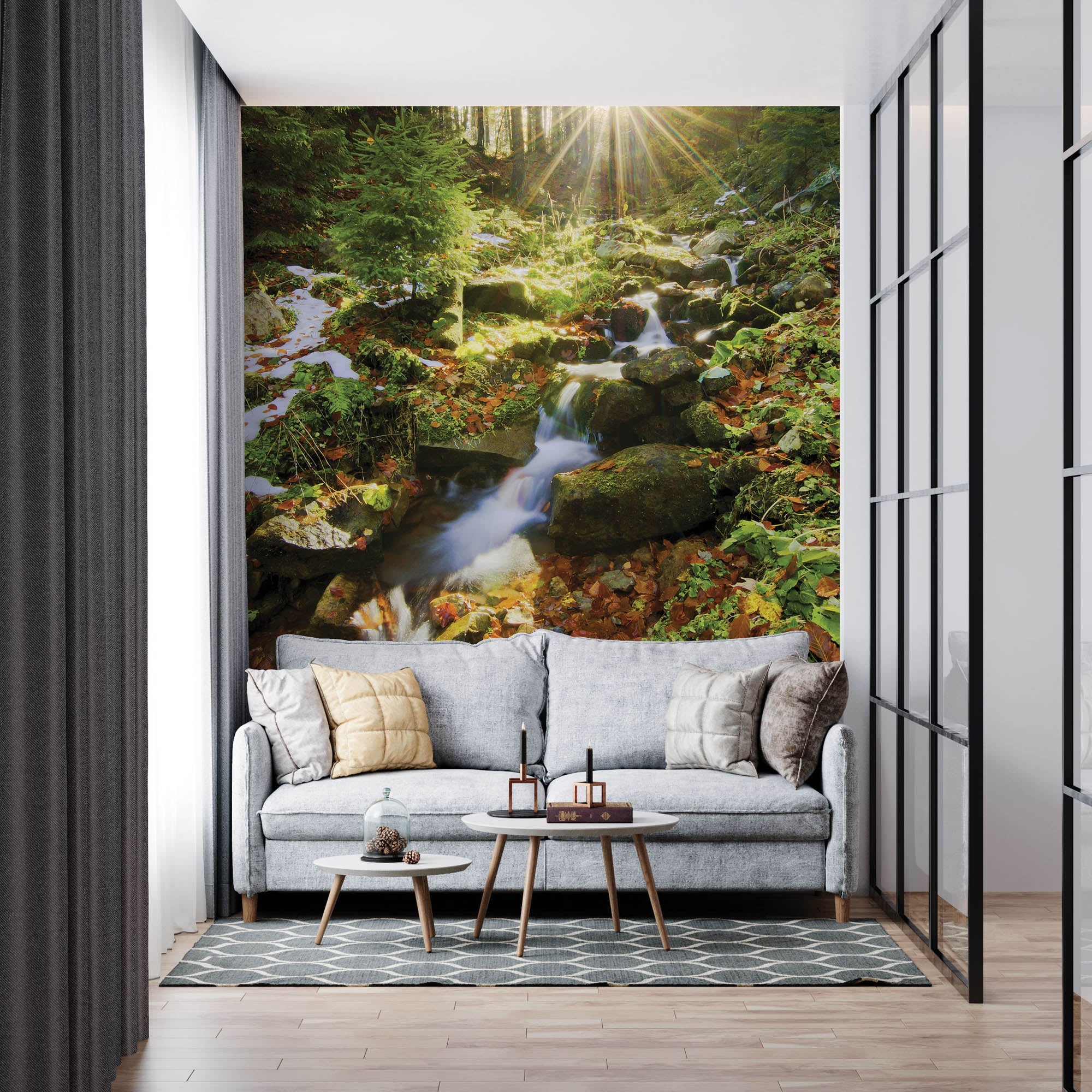 Waterval met de zon schijnend door de bomen - LW00250