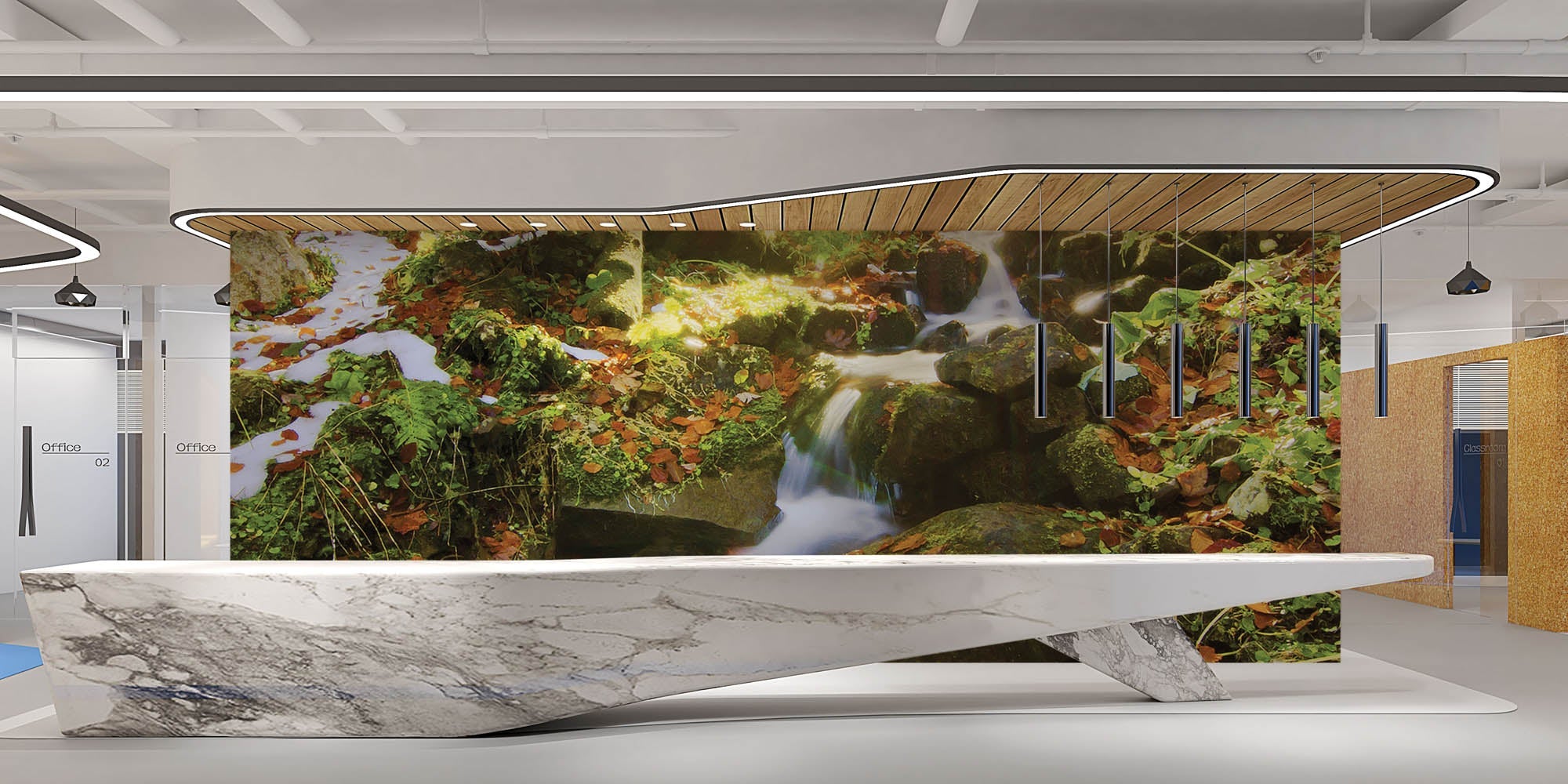 Waterval met de zon schijnend door de bomen - LW00250