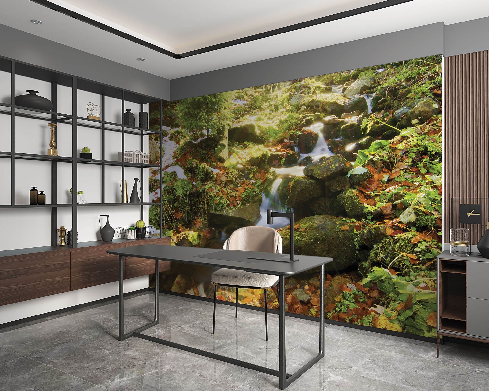 Waterval met de zon schijnend door de bomen - LW00250