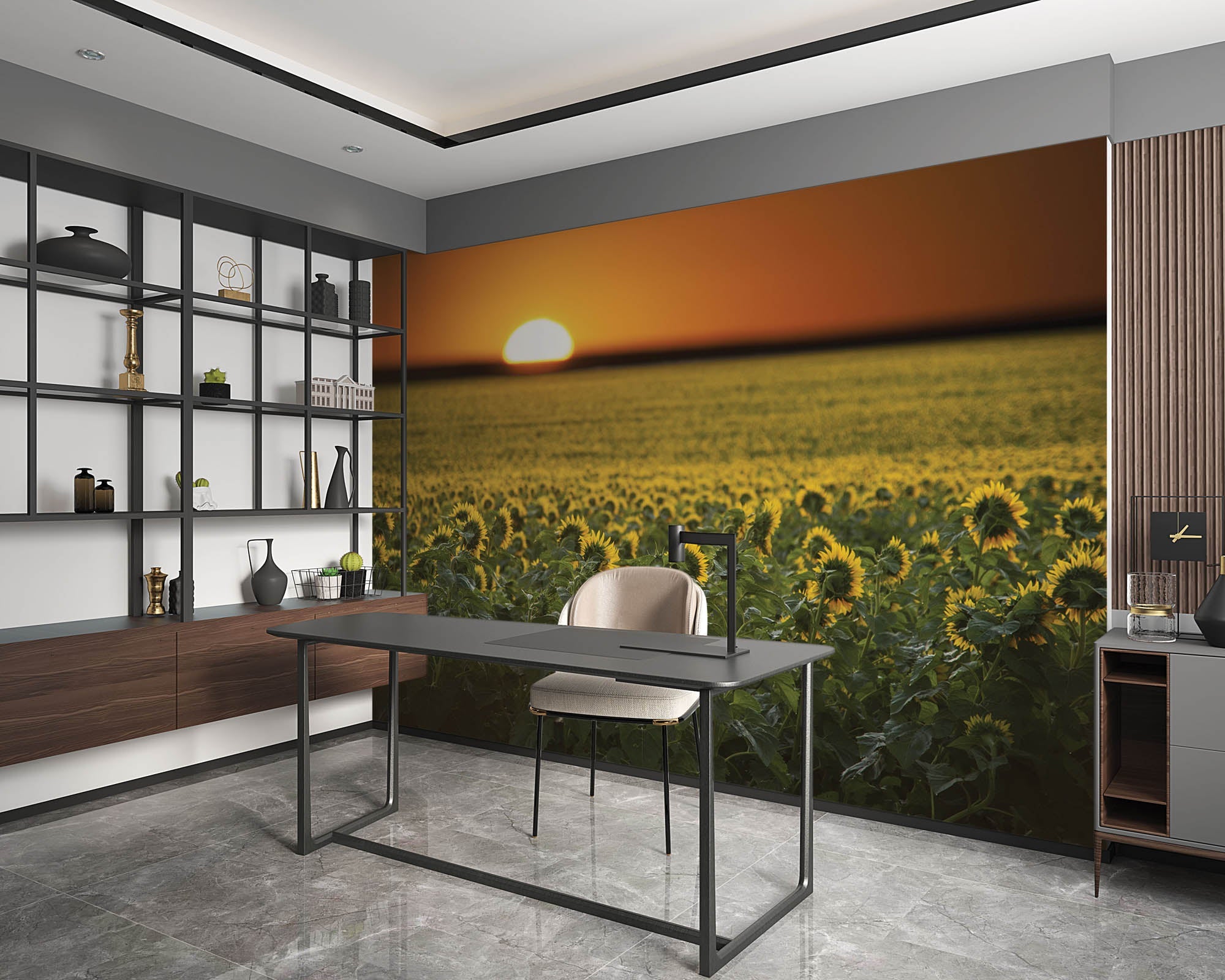 Zonnebloemenveld en zonsopgang - LW00253