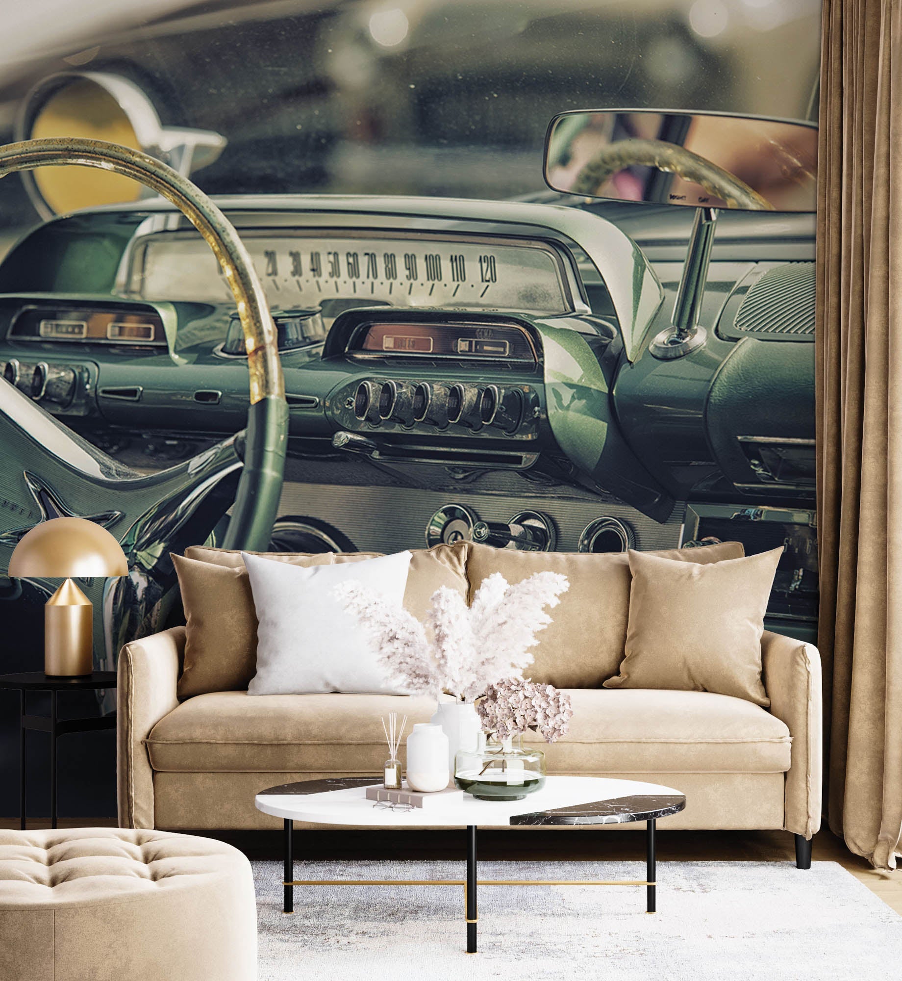 Interieur van vintage auto, dashboard - LW00416