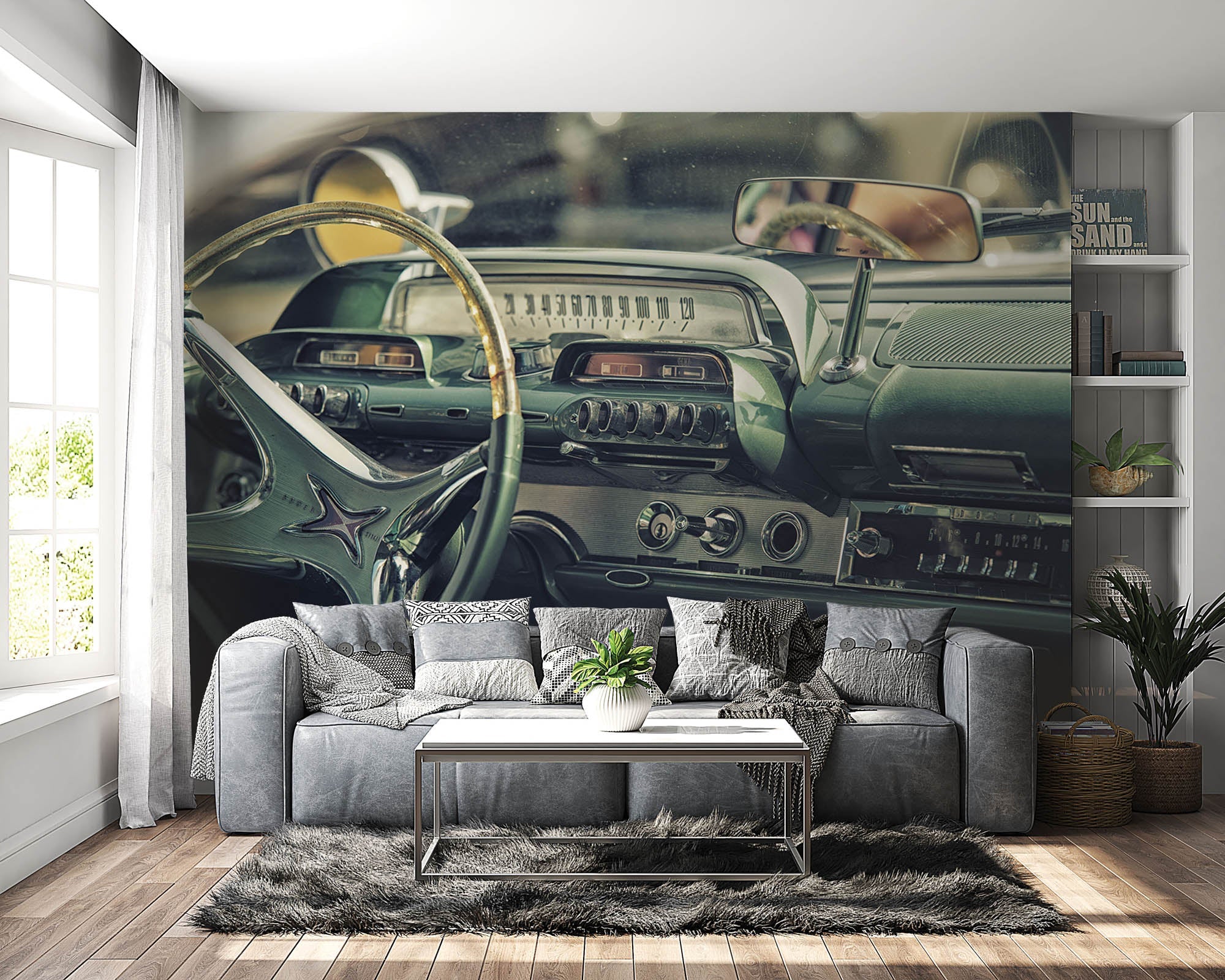Interieur van vintage auto, dashboard - LW00416
