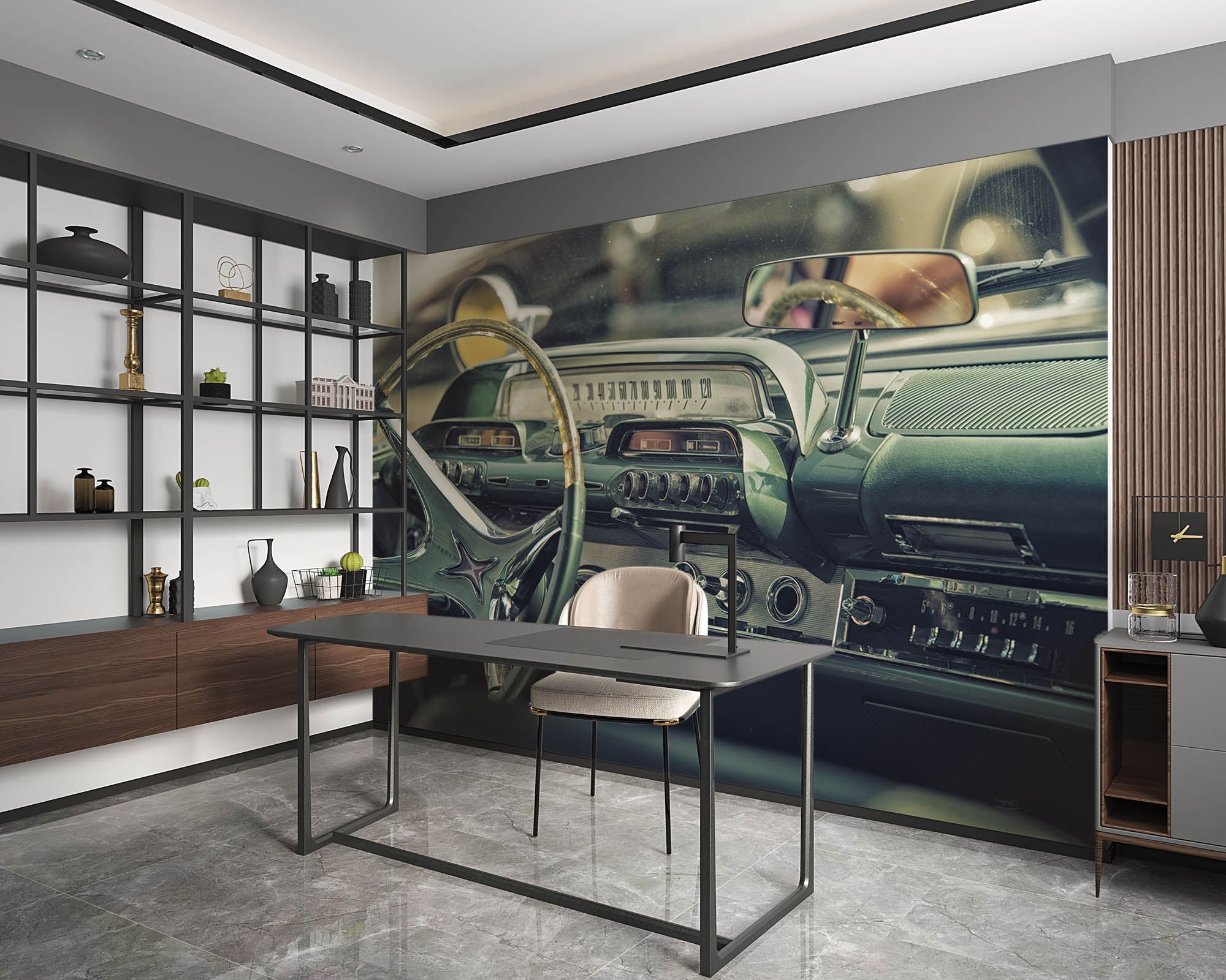 Interieur van vintage auto, dashboard - LW00416