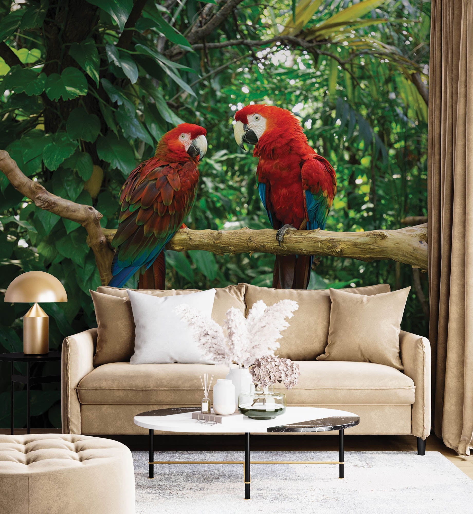 Deux perroquets sur une branche - LW00174