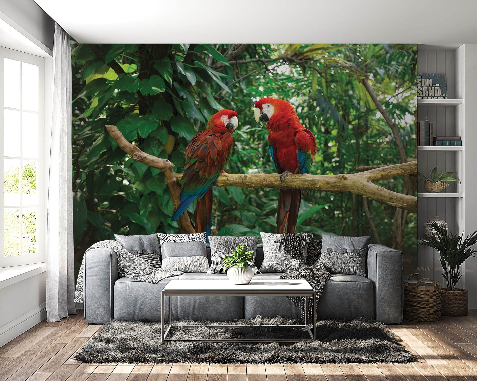 Deux perroquets sur une branche - LW00174