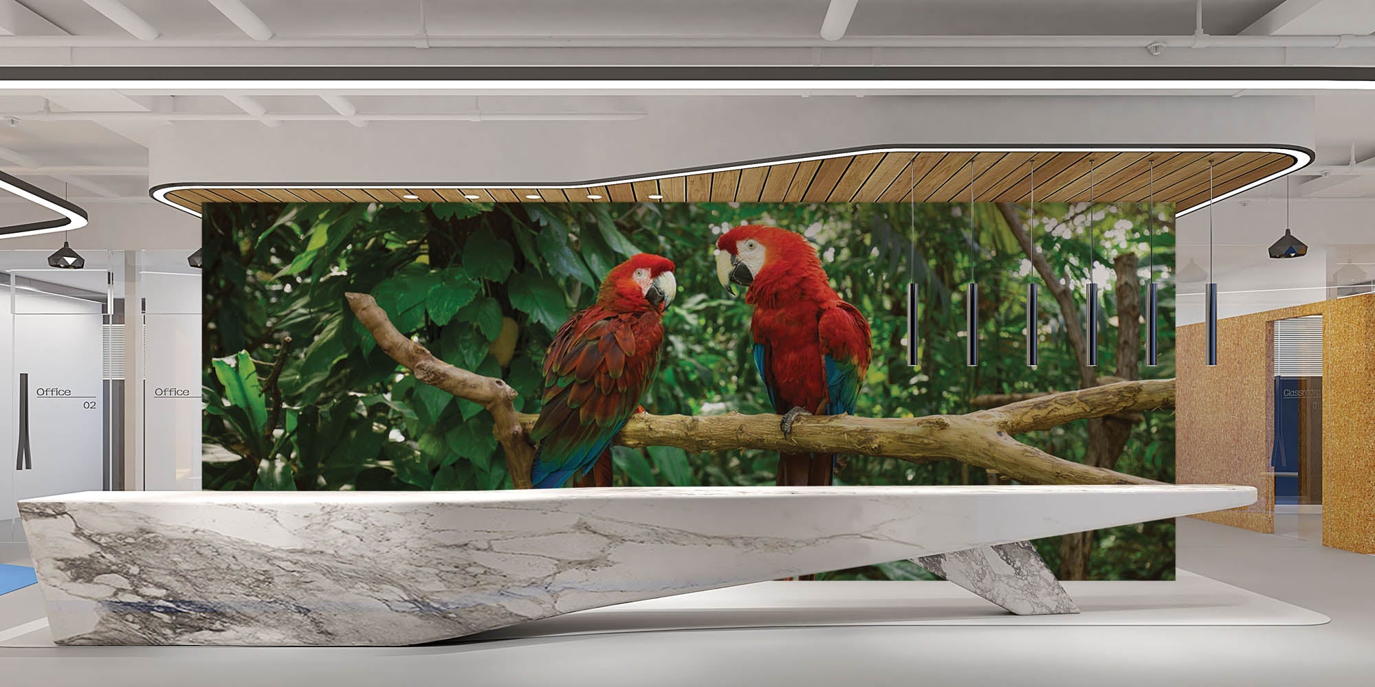 Deux perroquets sur une branche - LW00174