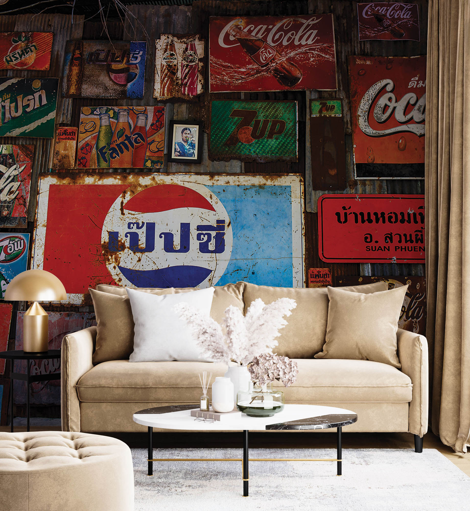 Mur avec logos vintage de boissons gazeuses - LW00426