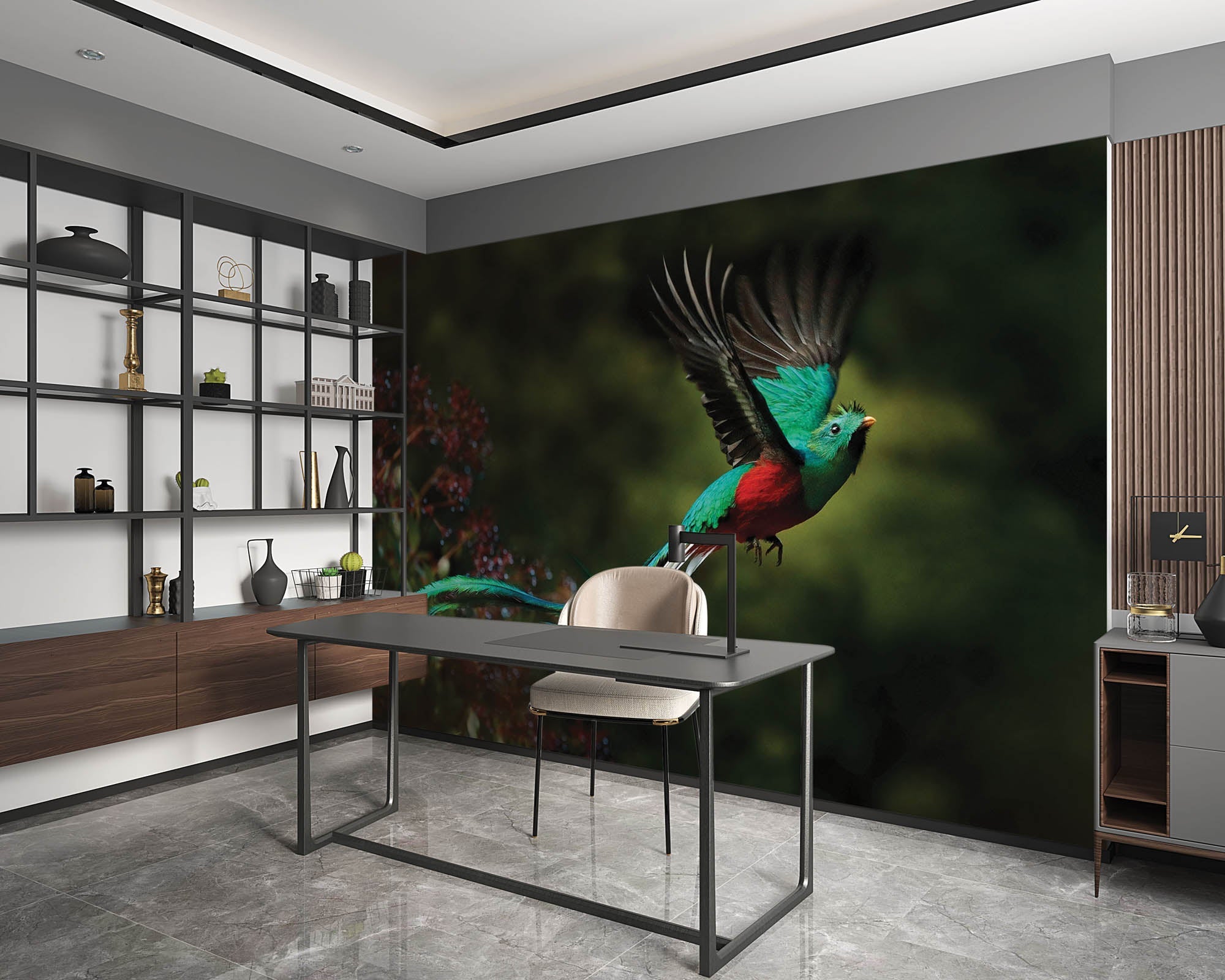 Vliegende vogel in groen-rood - LW00178