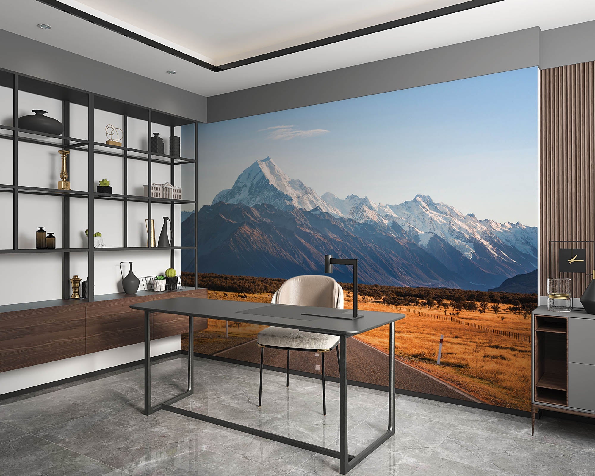 Een weg met bergen op achtergrond - LW00133