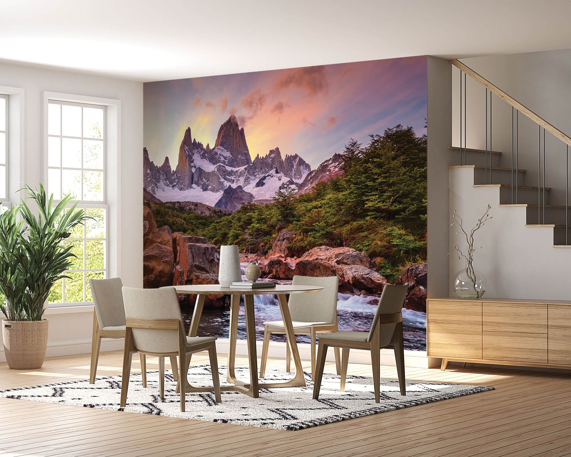 Besneeuwde bergtoppen met waterval - LW00274