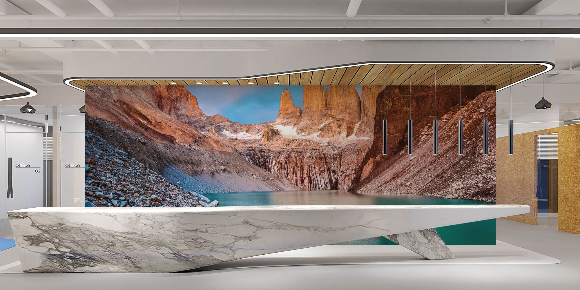 Water omringt door bergen en rotsen - LW00278