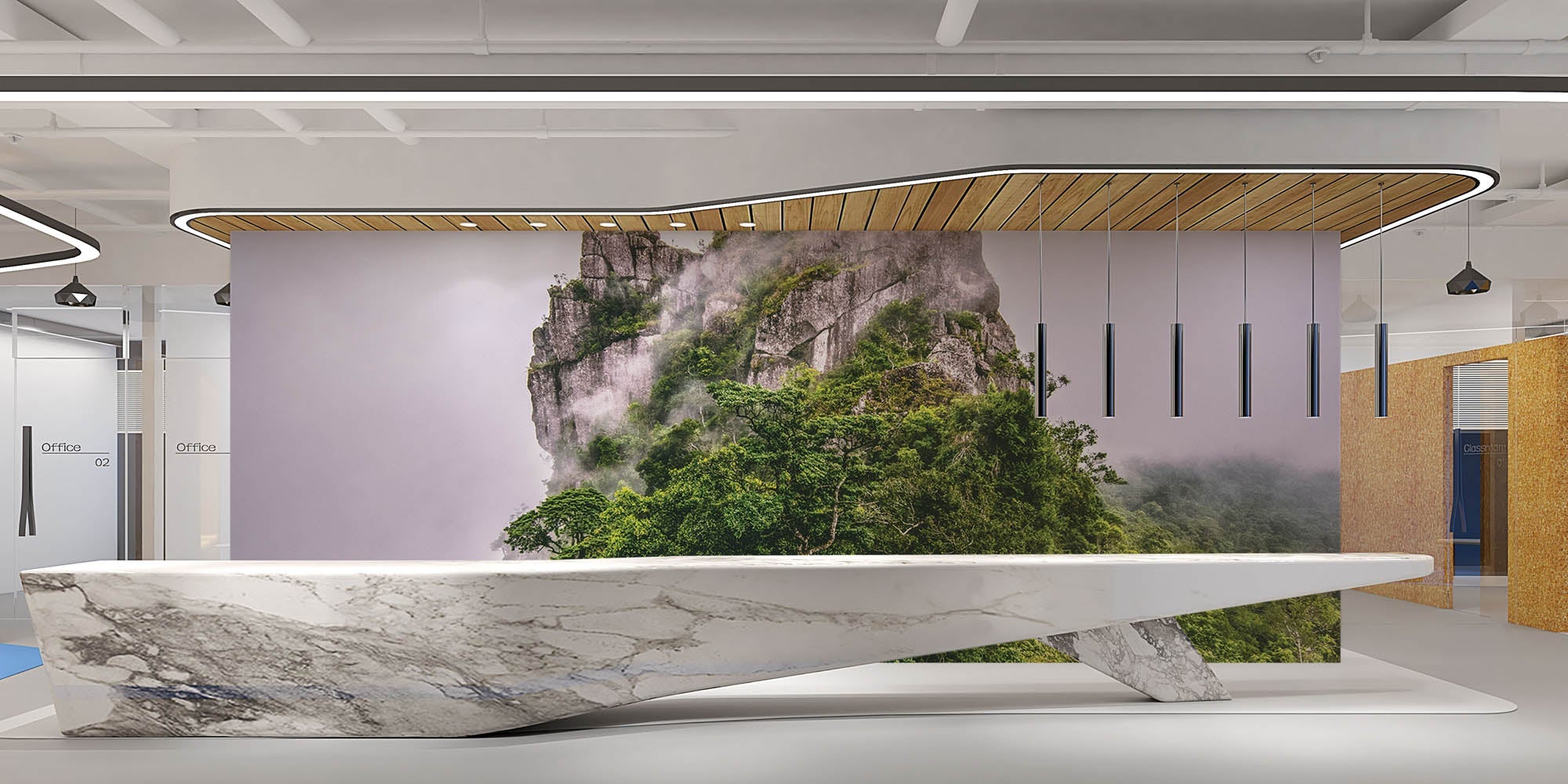 Bergtop in mist en wolken - LW00140