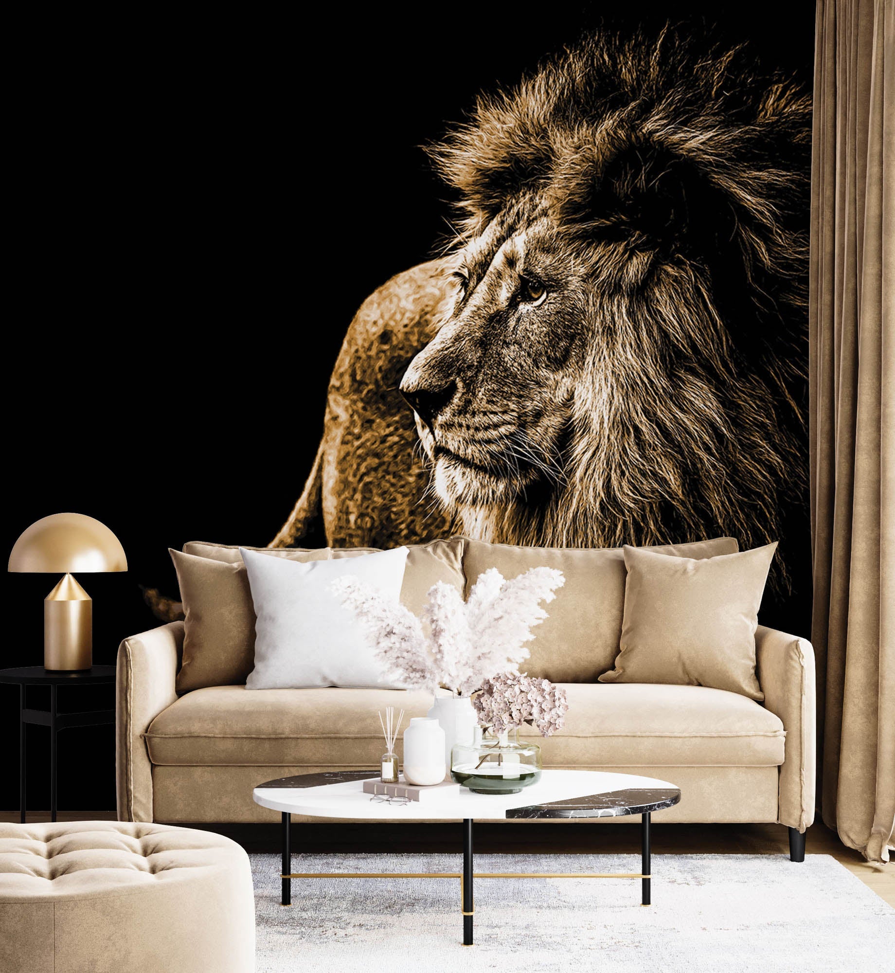 Lion sur fond noir - LW00186