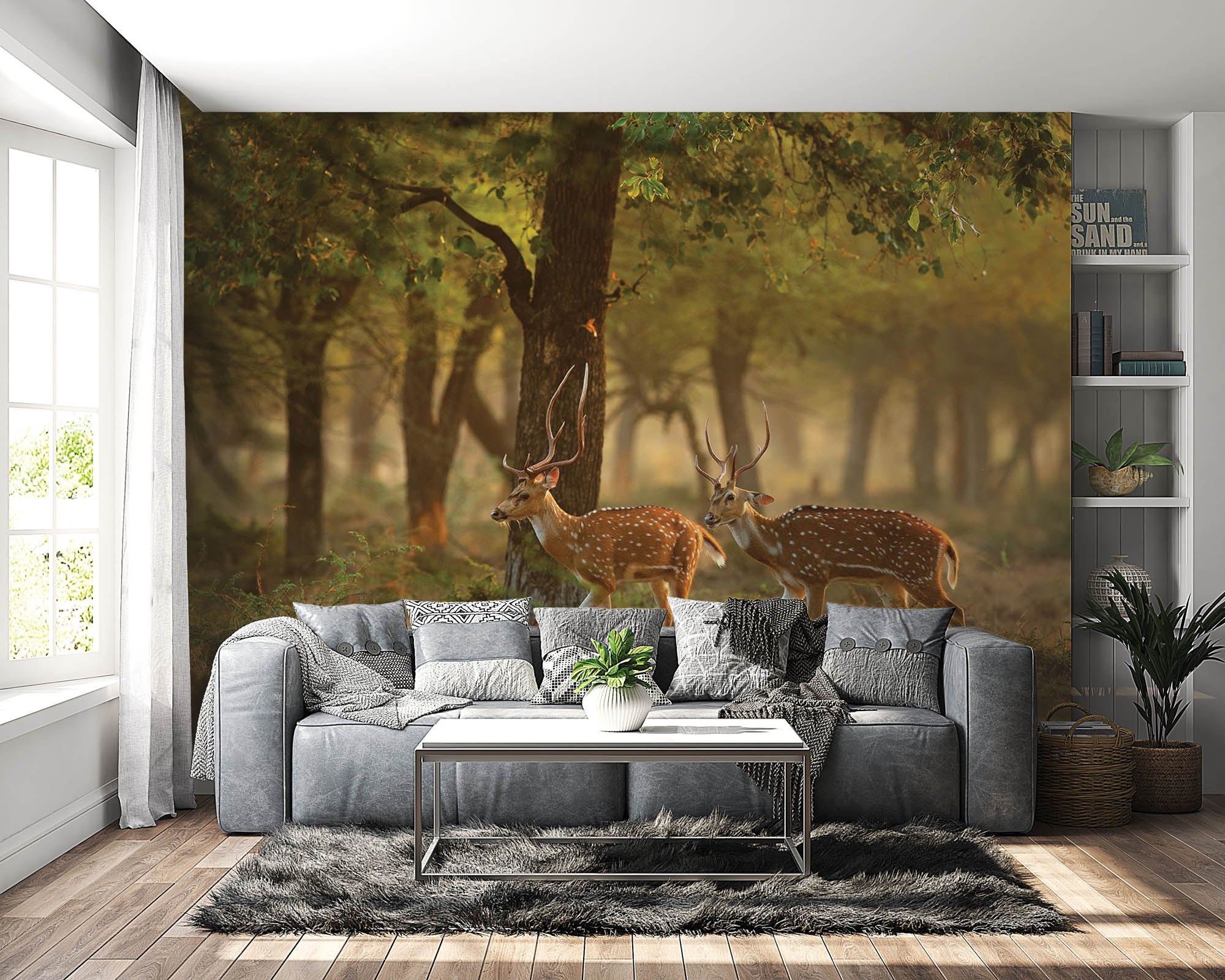 Twee herten in natuurlijke omgeving - LW00187