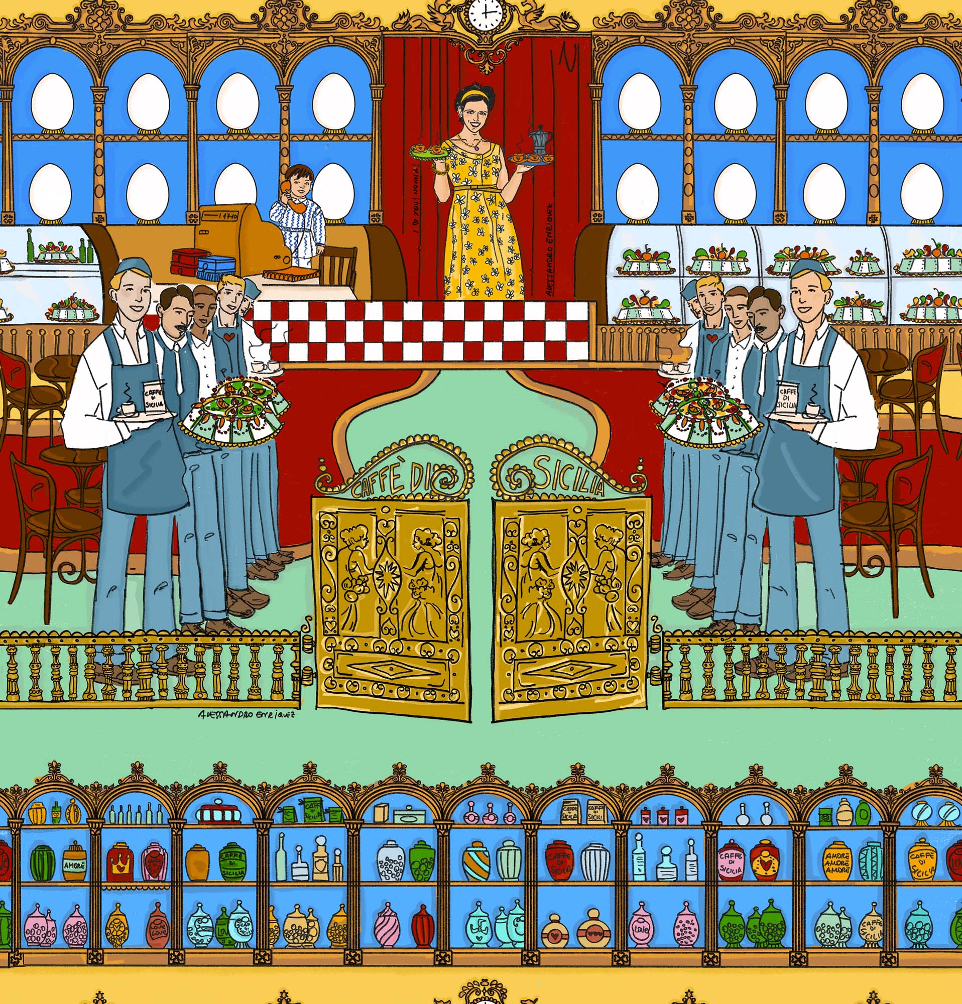 An den Wänden befestigt Enriquezland Pasticceria 25534
