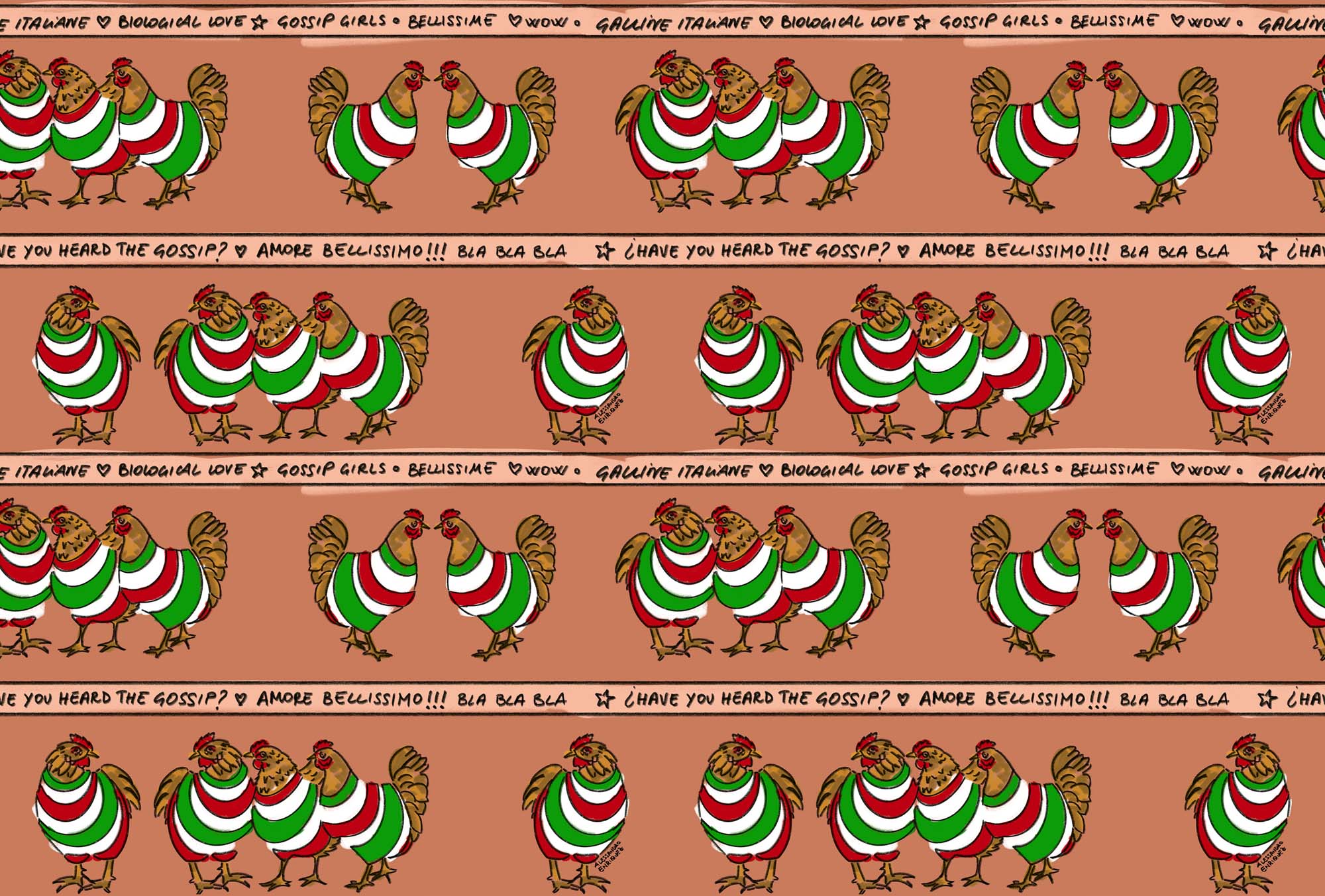 Hooked on Walls Enriquezland Galline Italiane 25511 Behang