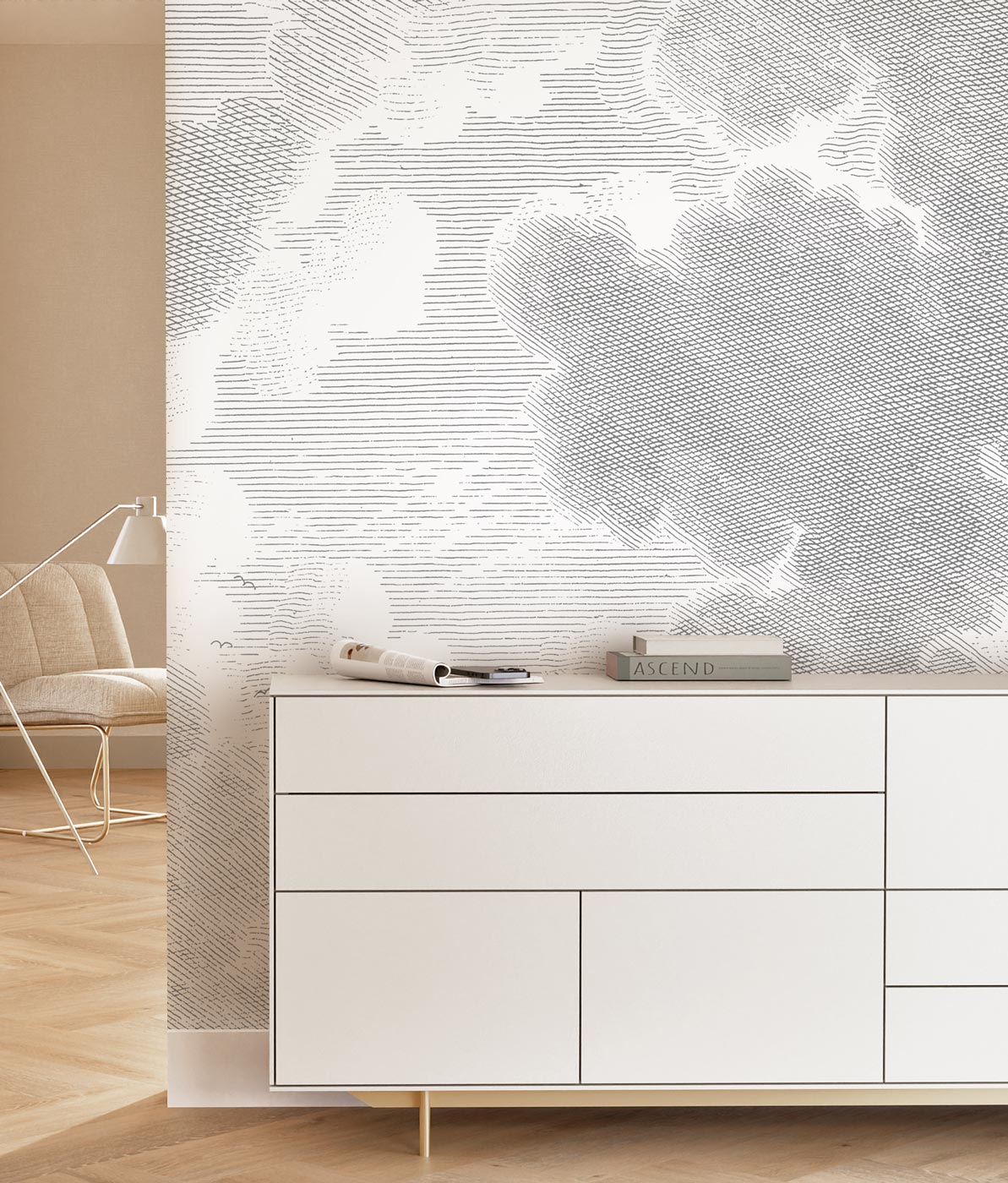 KEK Amsterdam Engraved Clouds WP-621 - 4 Sheets Behang