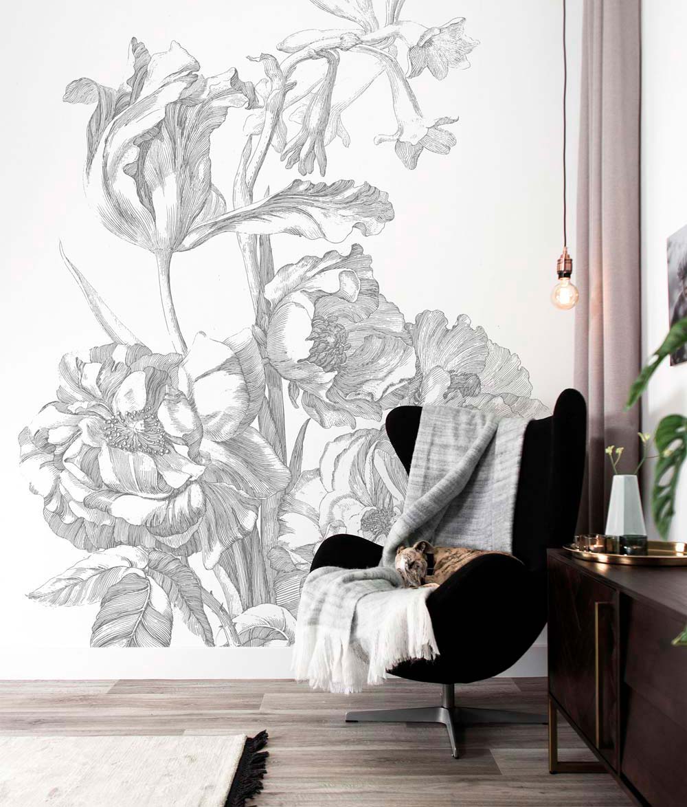 KEK Amsterdam Engraved Flowers WP-327 - 4 Sheets Behang