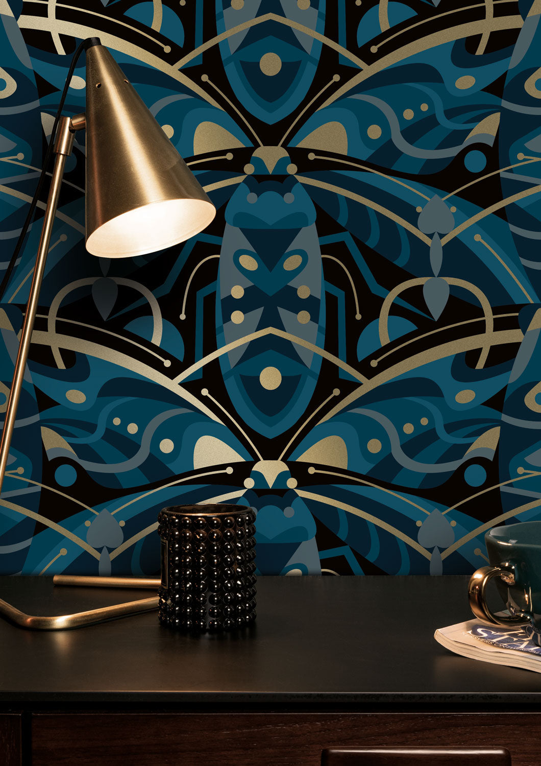 KEK Amsterdam Gold Metallic Beetle Blauw MW-001 Behang