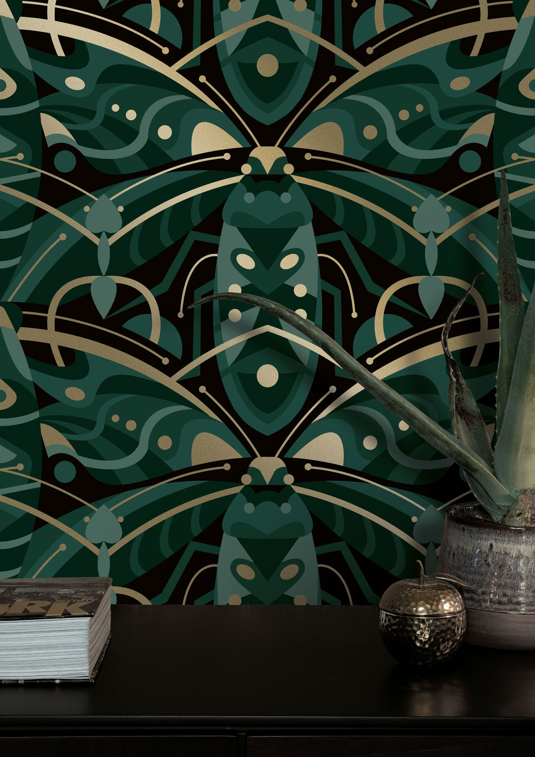 KEK Amsterdam Gold Metallic Beetle Groen MW-002 Behang