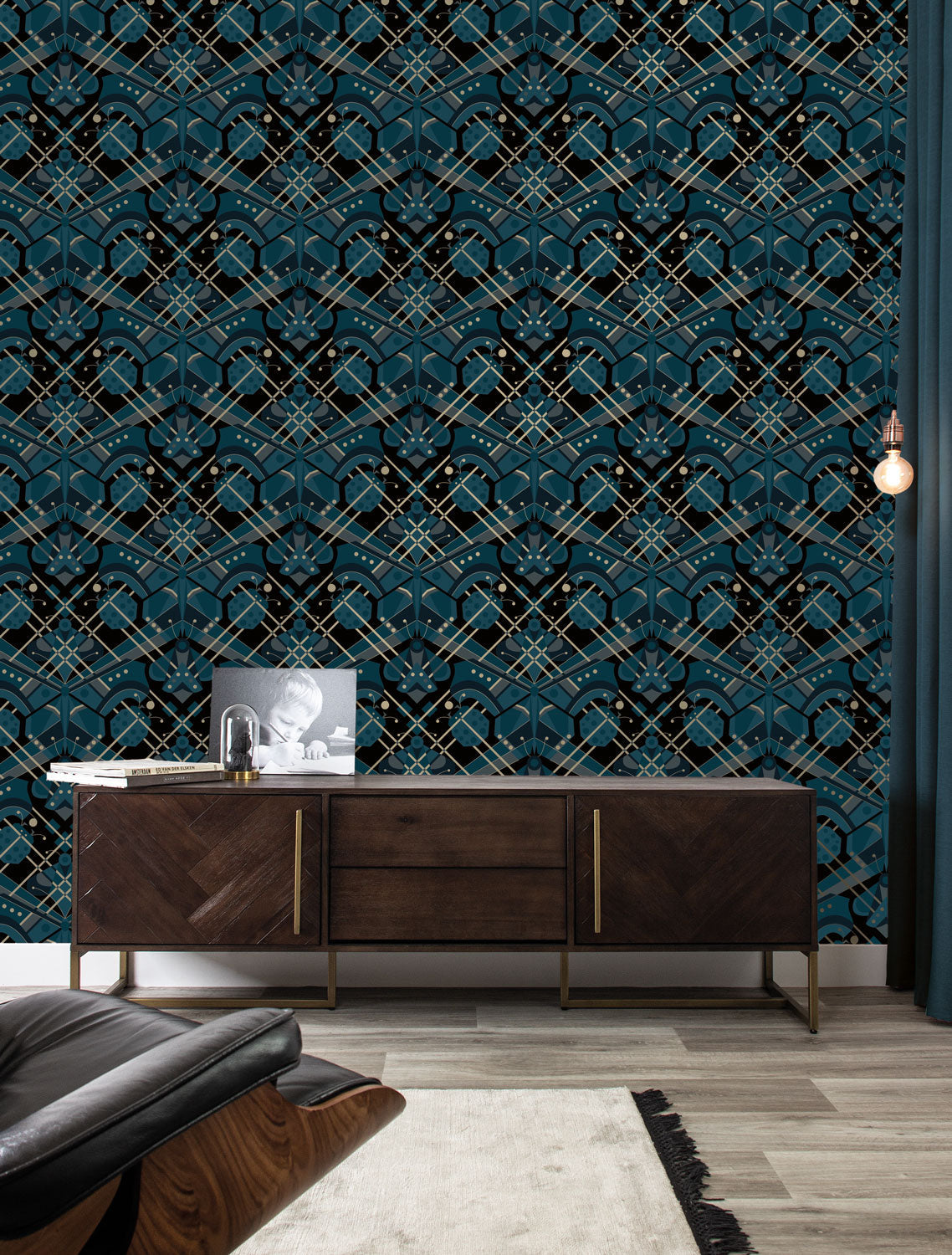 KEK Amsterdam Gold Metallic Butterfly Blauw MW-007 Behang