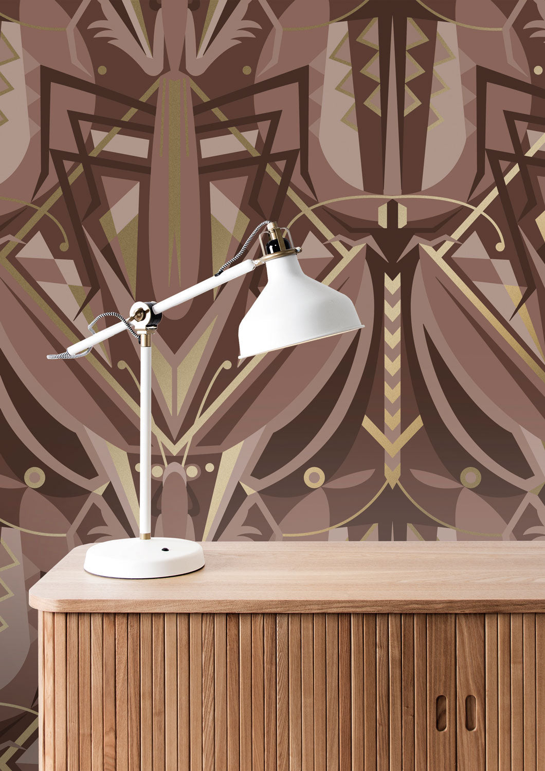 KEK Amsterdam Gold Metallic Grasshopper Taupe MW-006 Behang