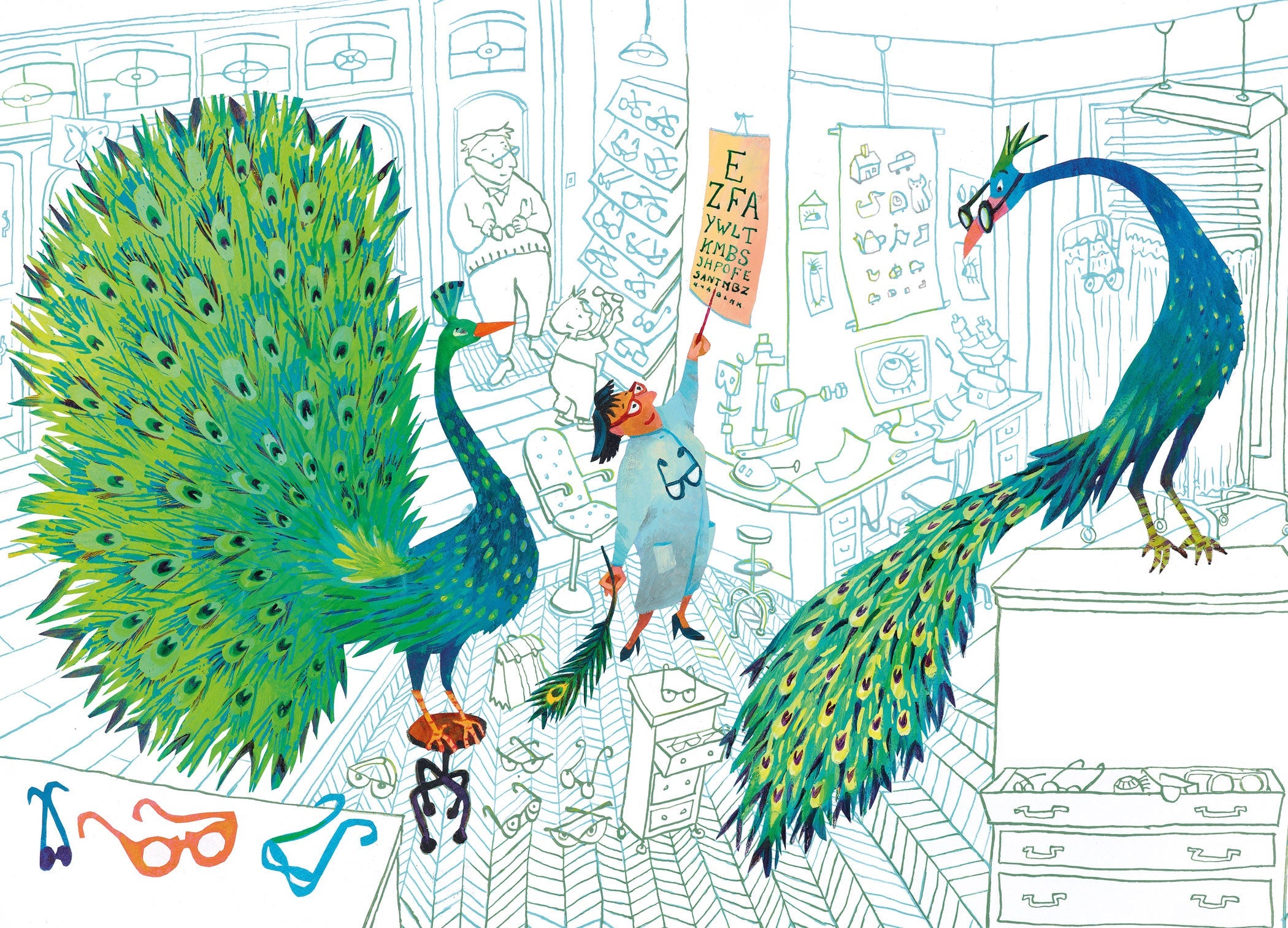 KEK Amsterdam Green Peacocks WS-085 - 8 Sheets Behang