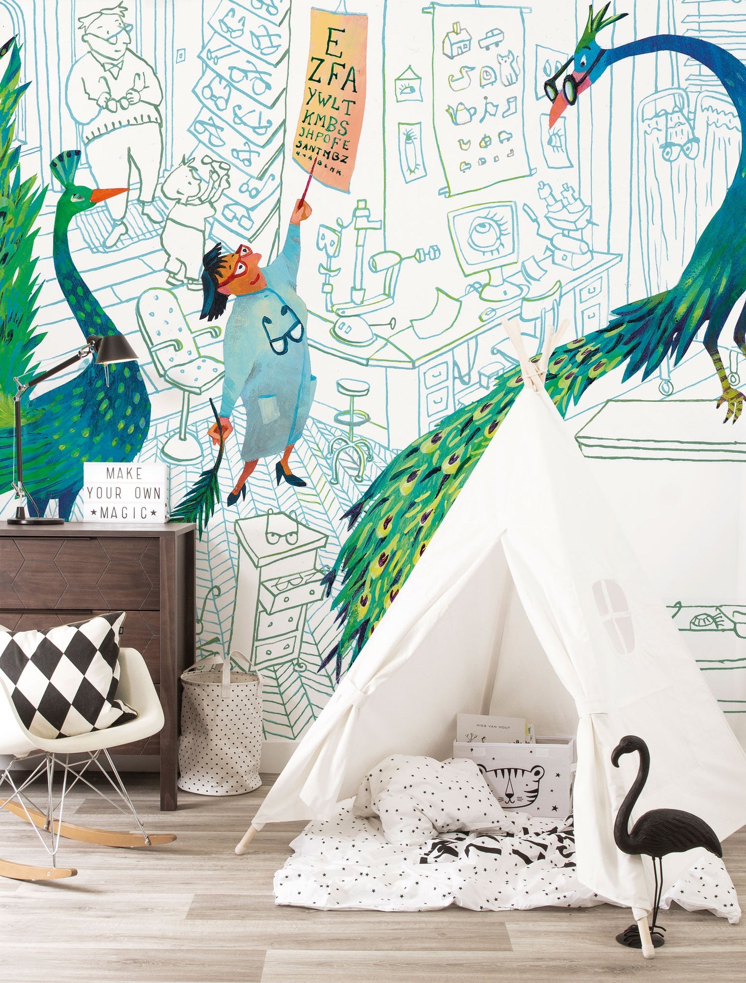 KEK Amsterdam Green Peacocks WS-085 - 8 Sheets Behang