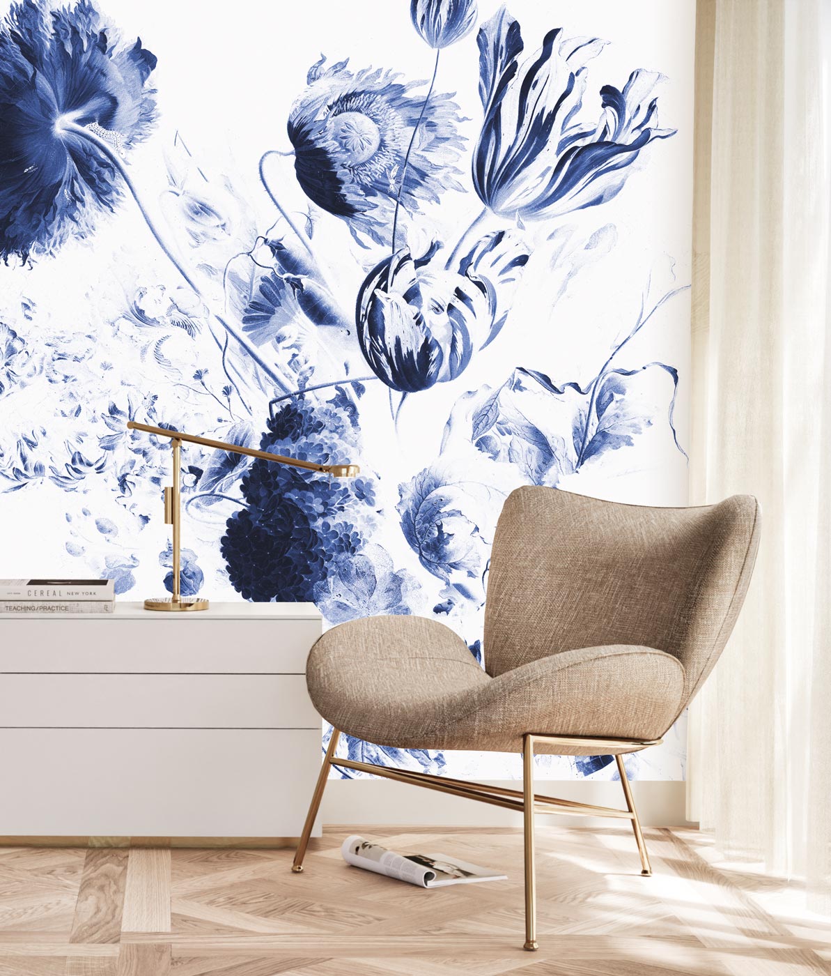 KEK Amsterdam Royal Blue Flowers WP-208 - 4 Sheets Behang