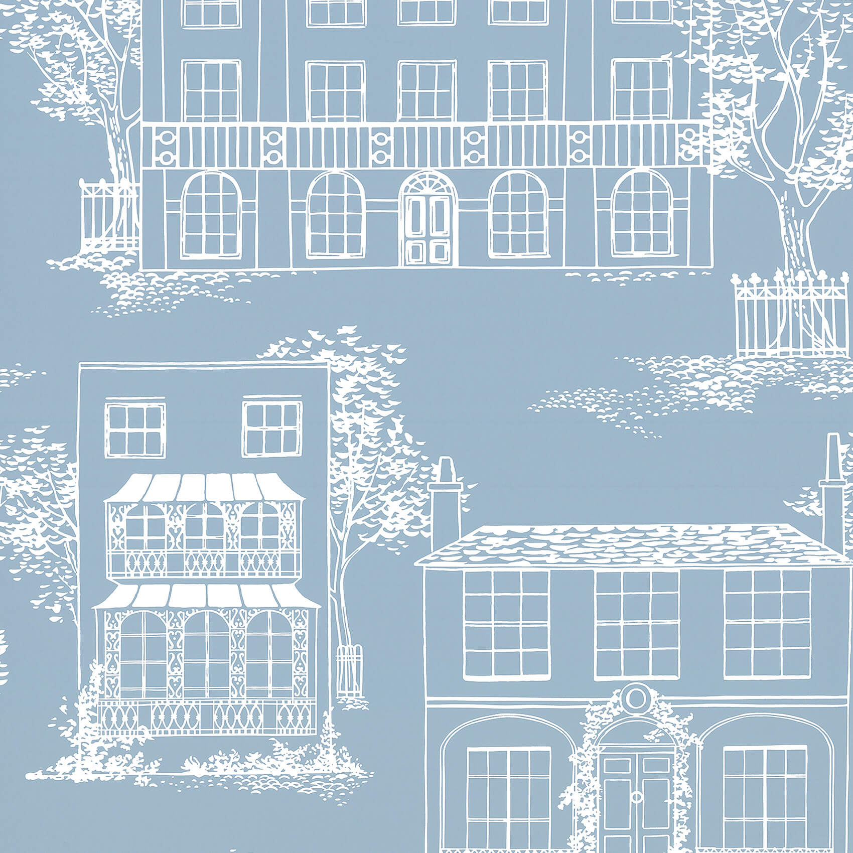 Little Green 50S Line Wallpapers Hampstead James Blue Behang