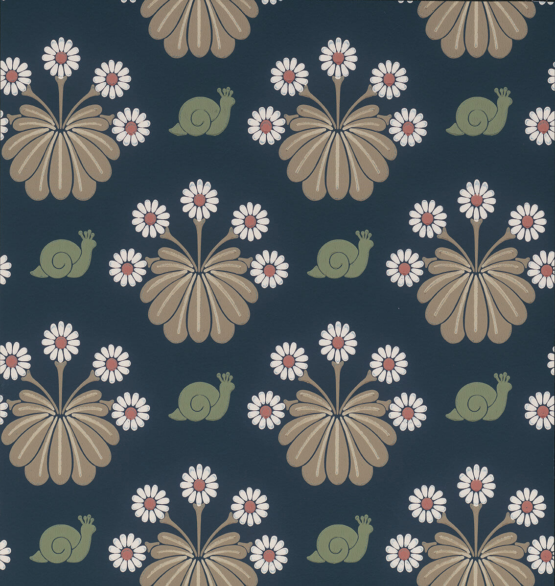 Little Green National Trust II Burges Snail Dark Blue Behang