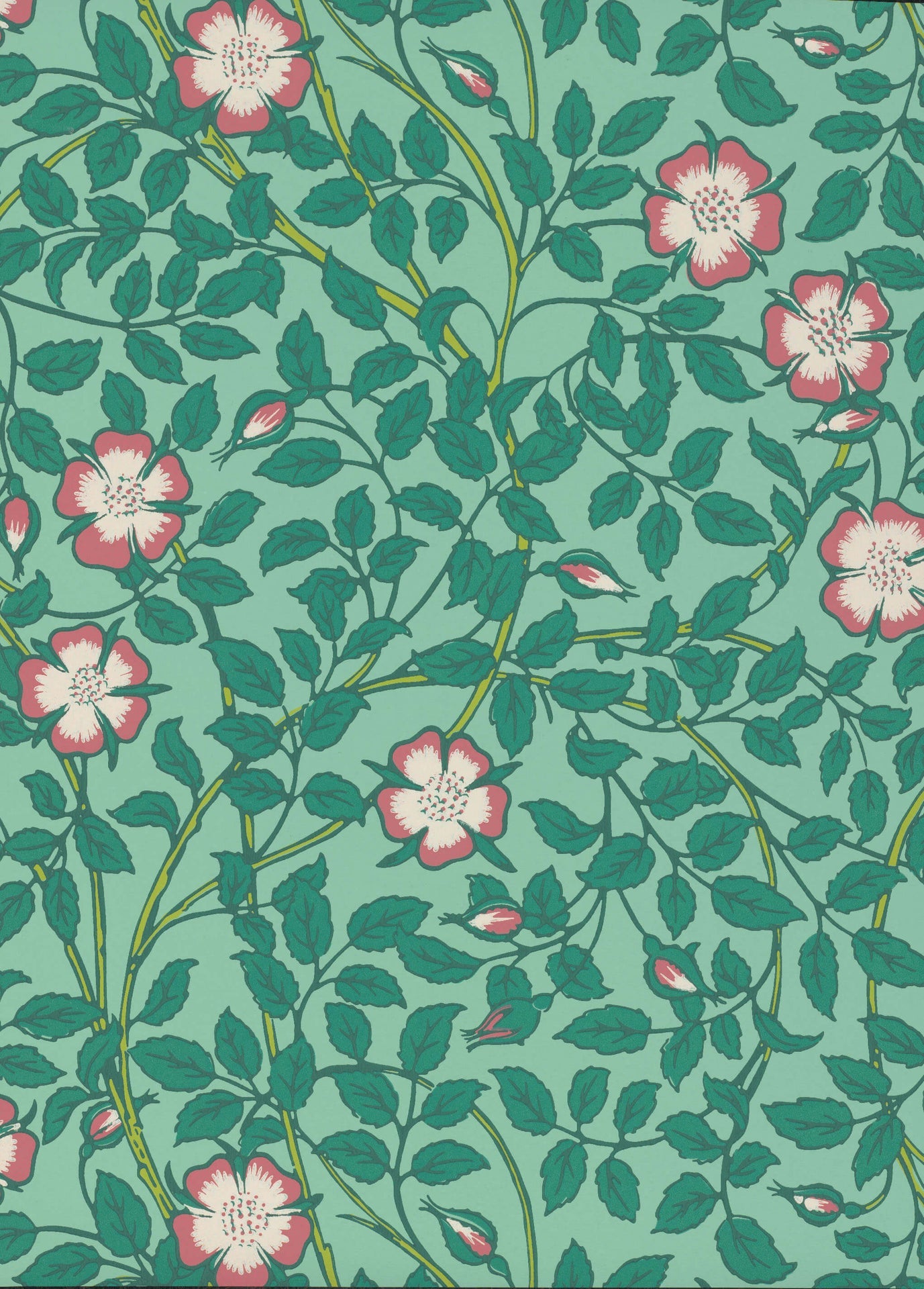 Little Green National Trust III Briar Rose Green Verditer Behang