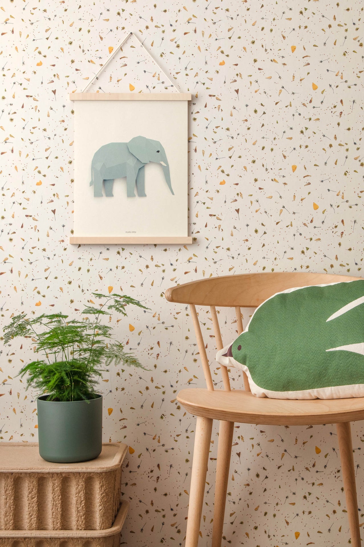 Studio Ditte Bloemen Confetti Geel Behang