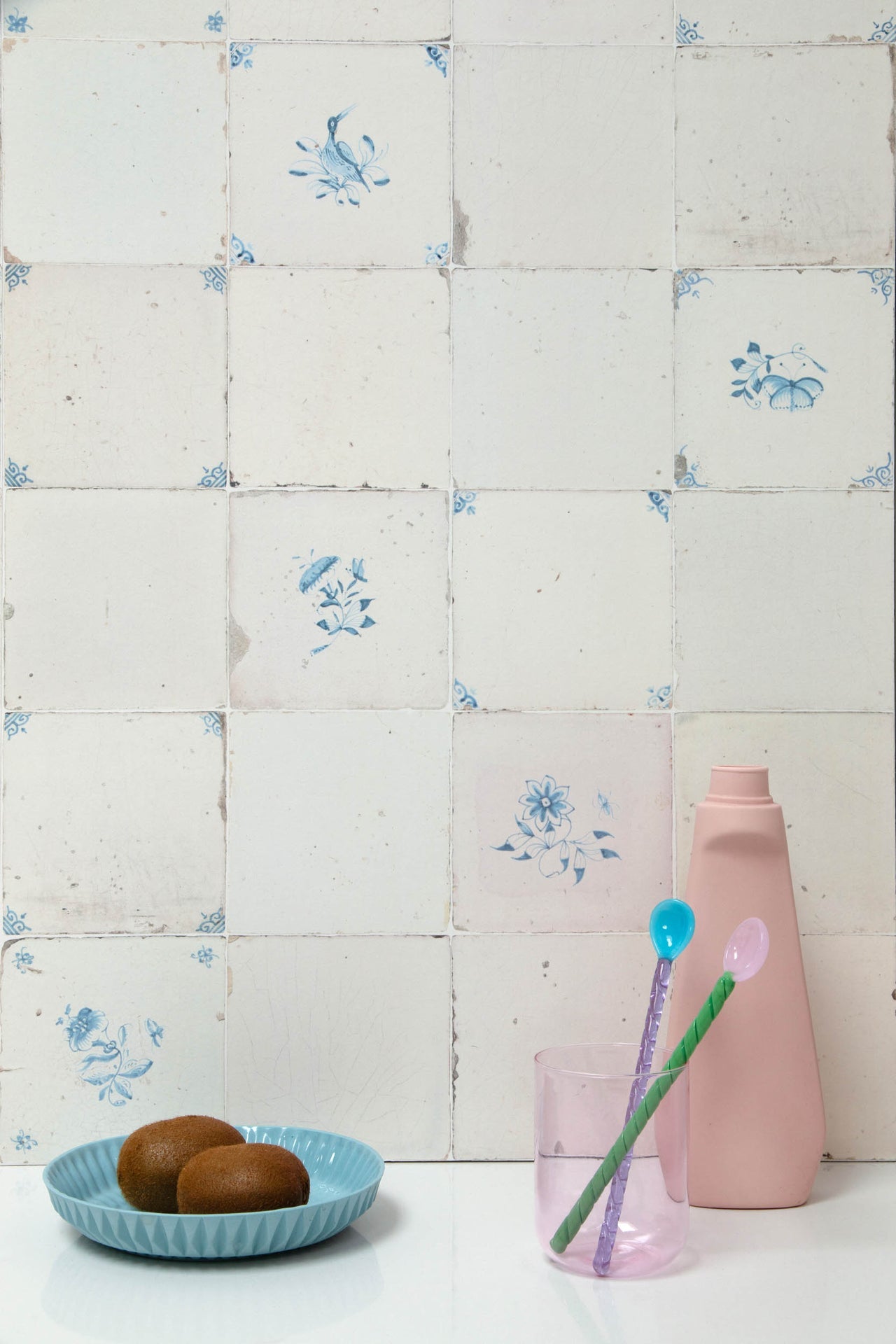 Studio Ditte Botanisch Tegeltjes Pastelblauw Behang