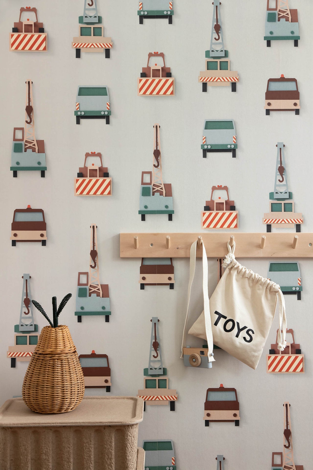 Studio Ditte Kraanwagen Lichtgrijs Behang
