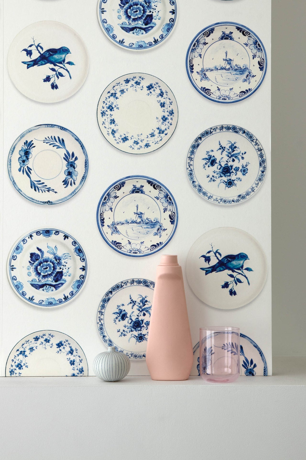 Studio Ditte Porselein Blauwe Borden Behang