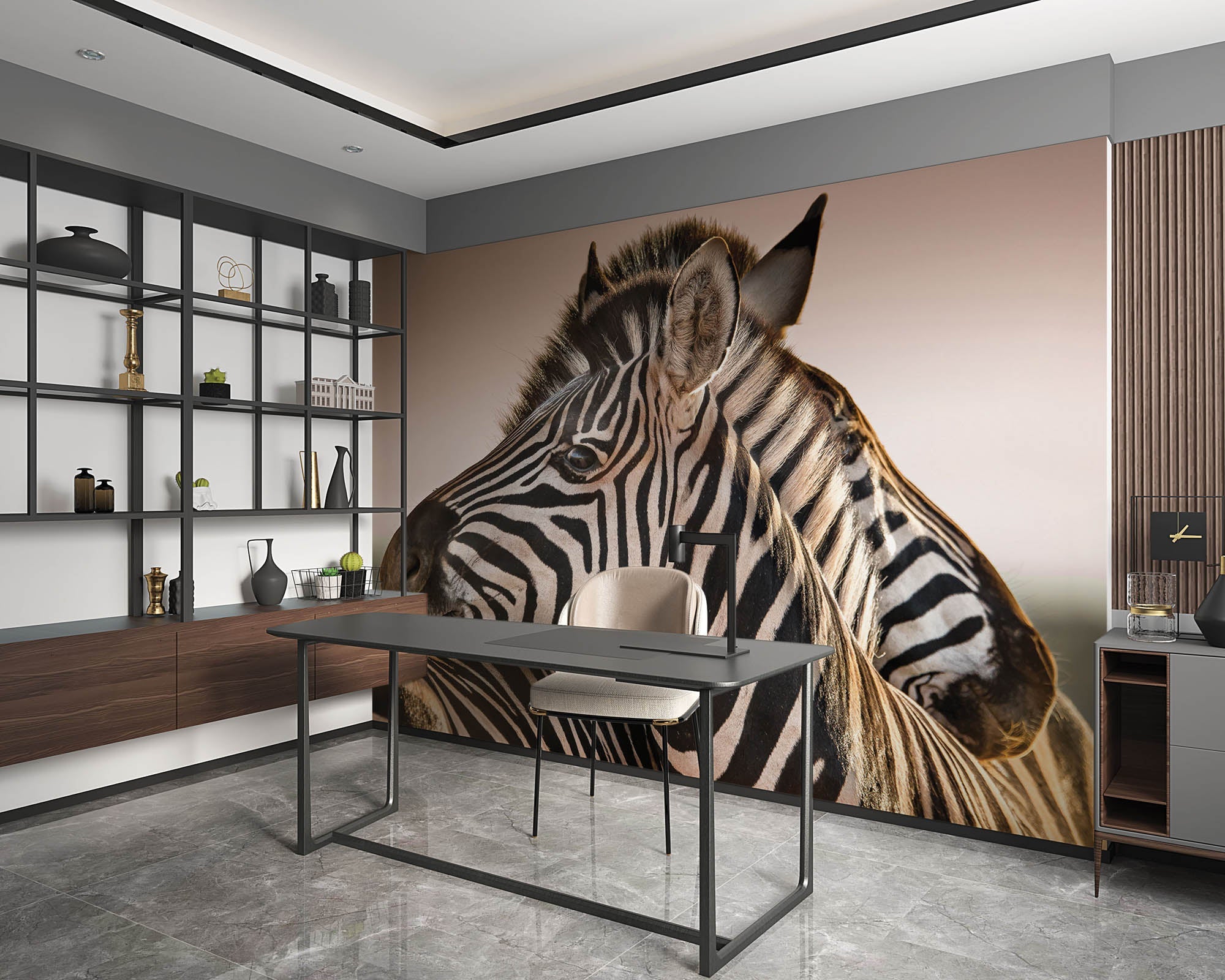 Deux zèbres avec les têtes rapprochées - LW00195