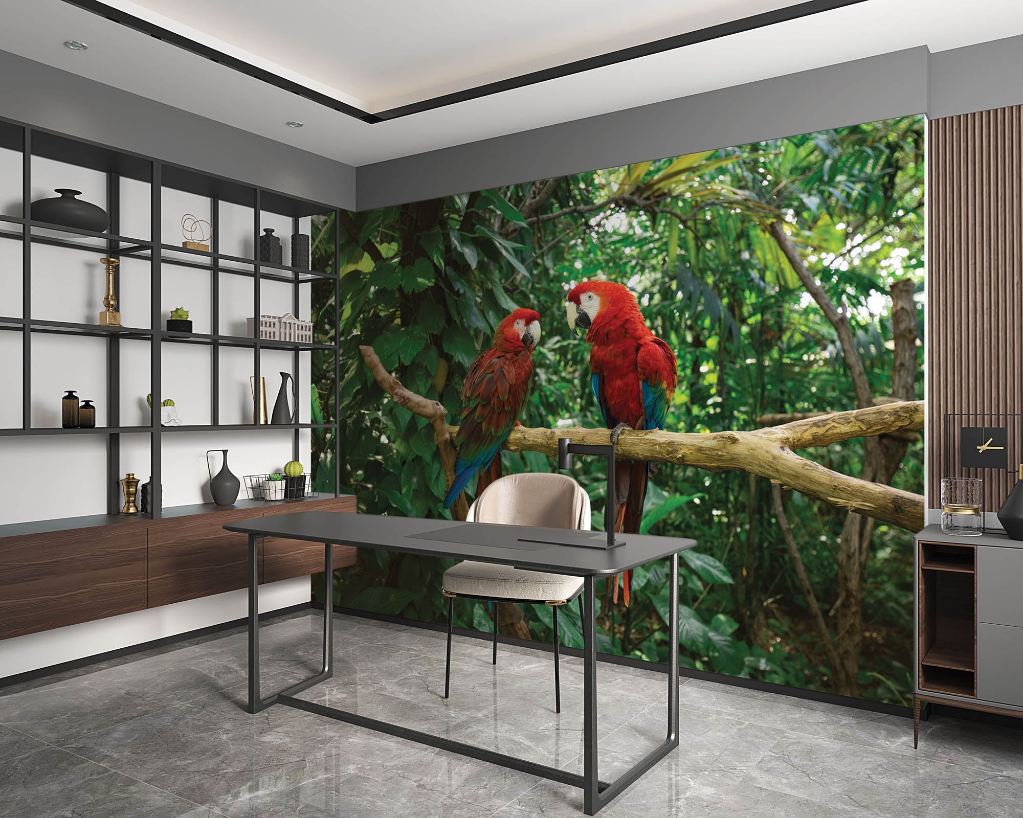 Deux perroquets sur une branche   - LW00174