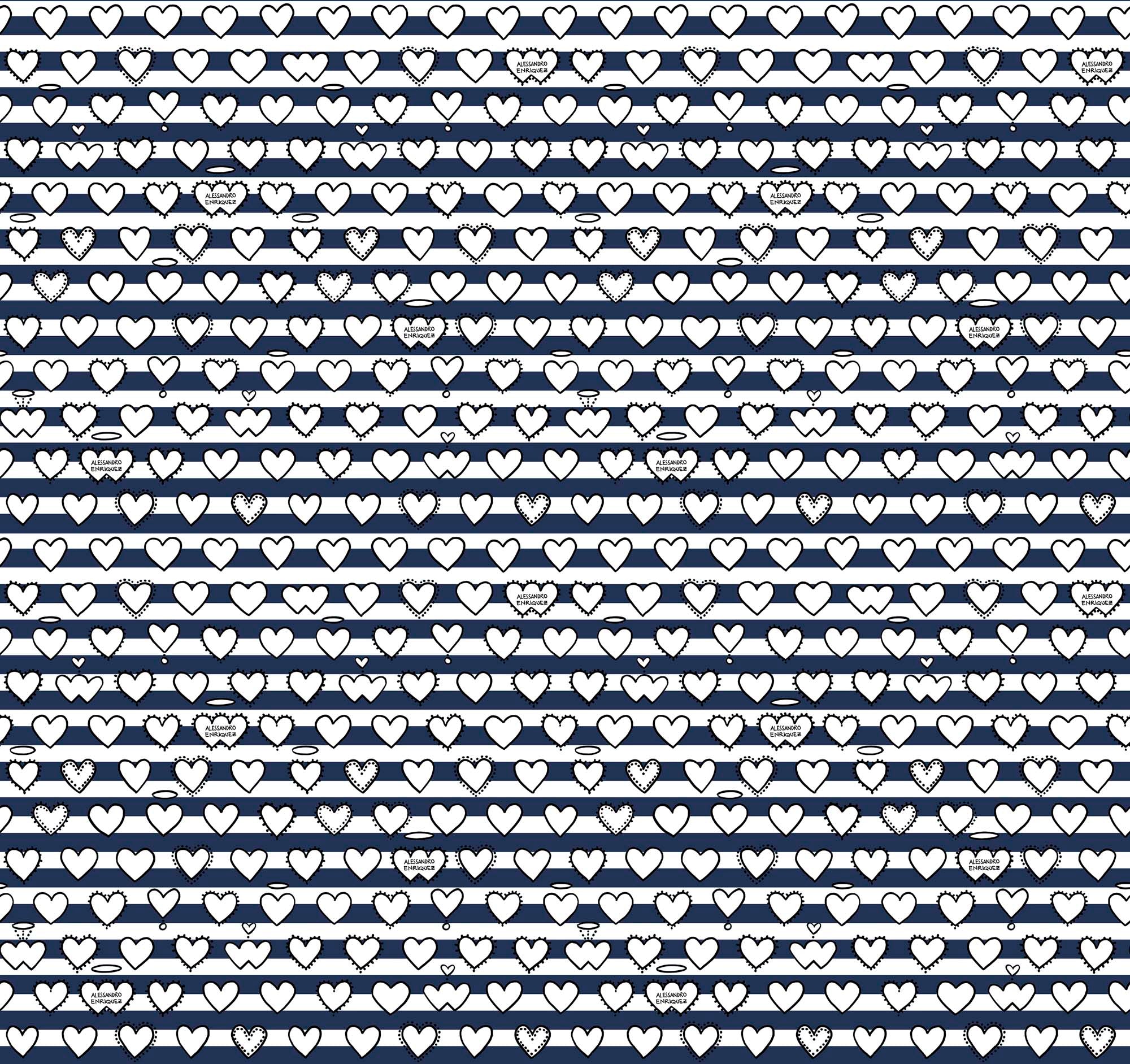 Hooked on Walls Enriquezland Righe Cuori 25504 Behang