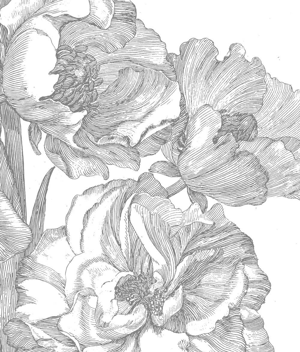 KEK Amsterdam Engraved Flowers WP-327 - 4 Sheets Behang
