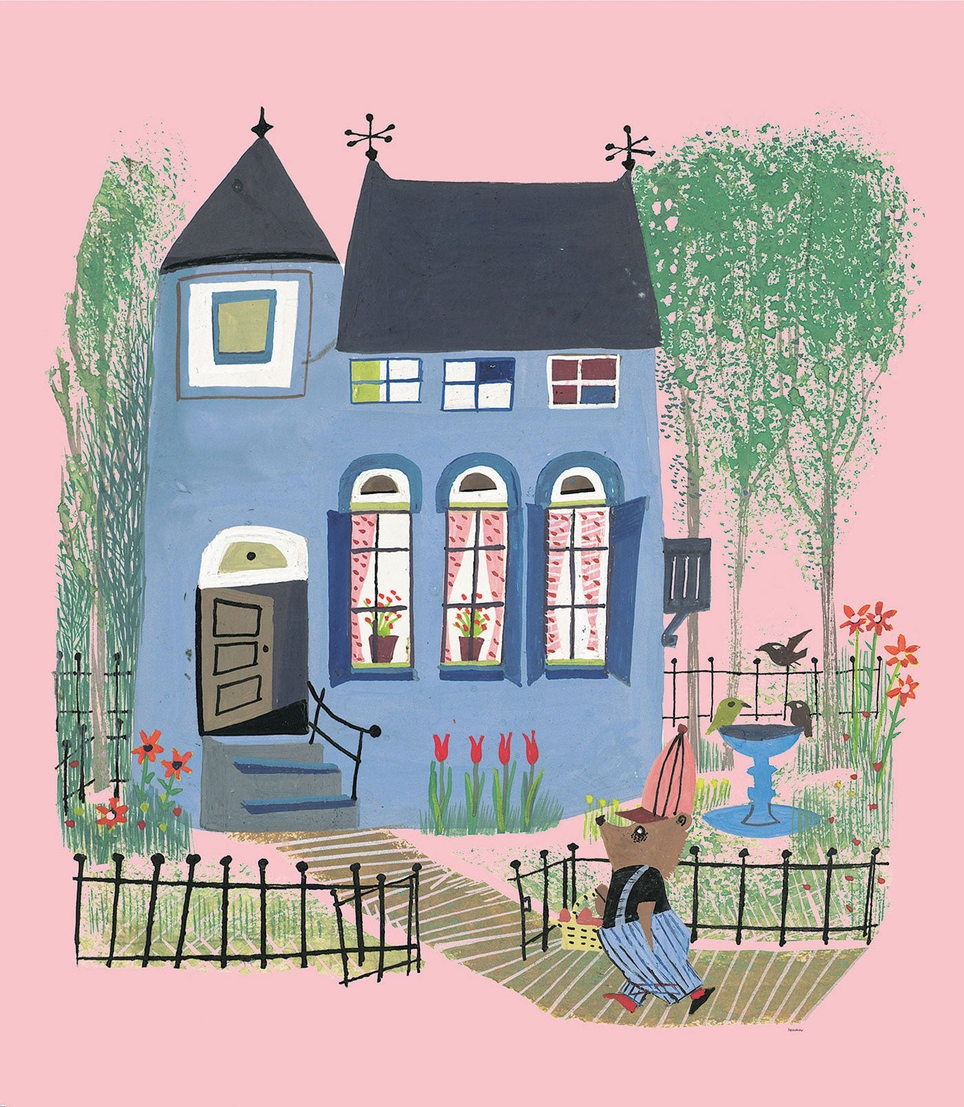 KEK Amsterdam Fiep Westendorp Bear with Blue House WS-043 - 5 Sheets Behang
