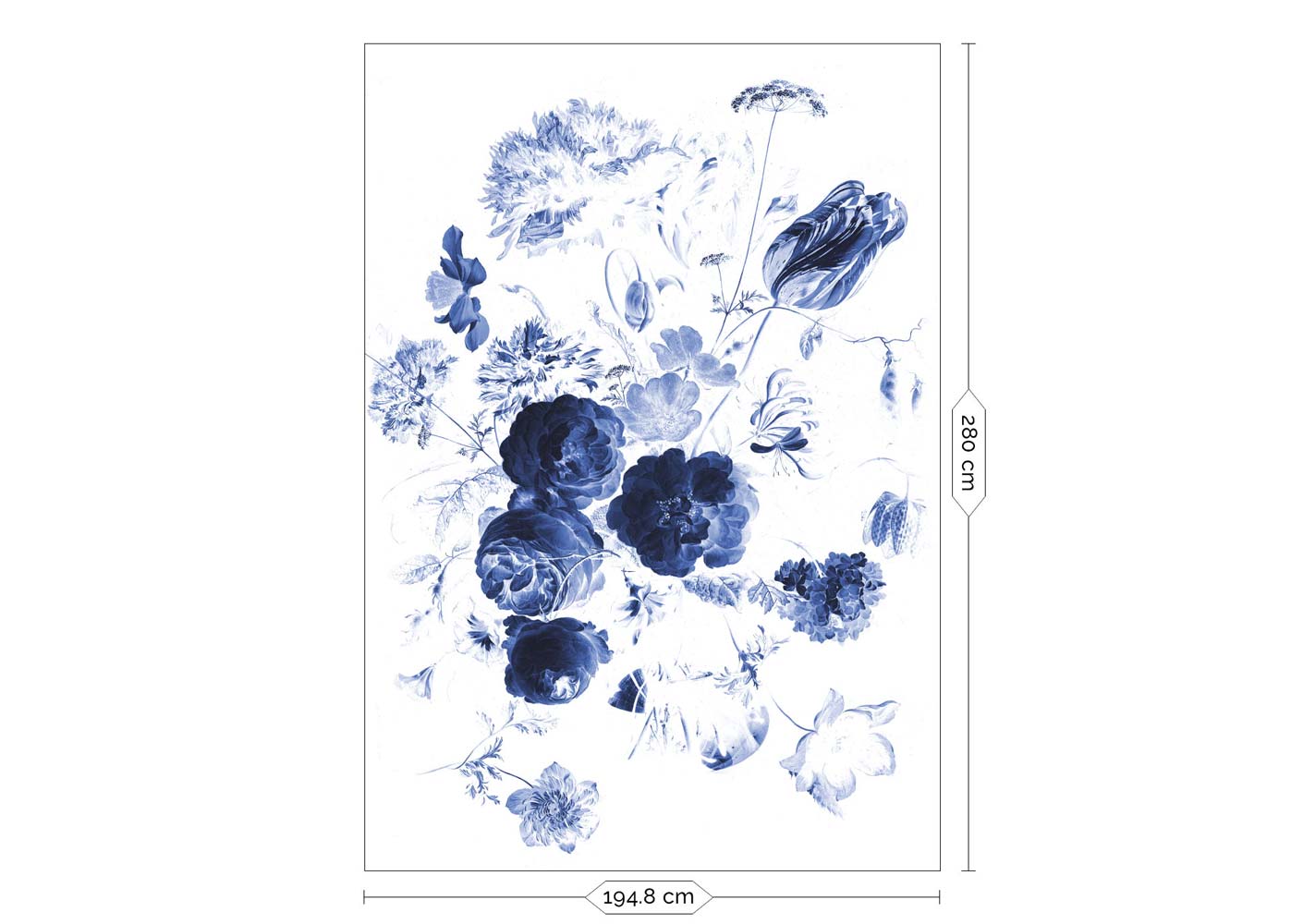 KEK Amsterdam Royal Blue Flowers WP-207 - 4 Sheets Behang