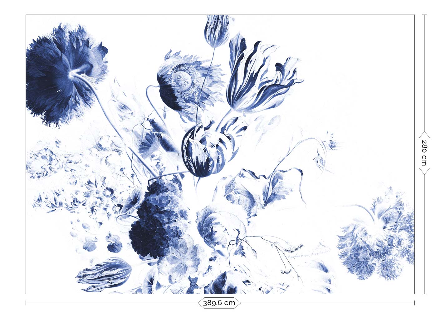 KEK Amsterdam Royal Blue Flowers WP-224 - 8 Sheets Behang