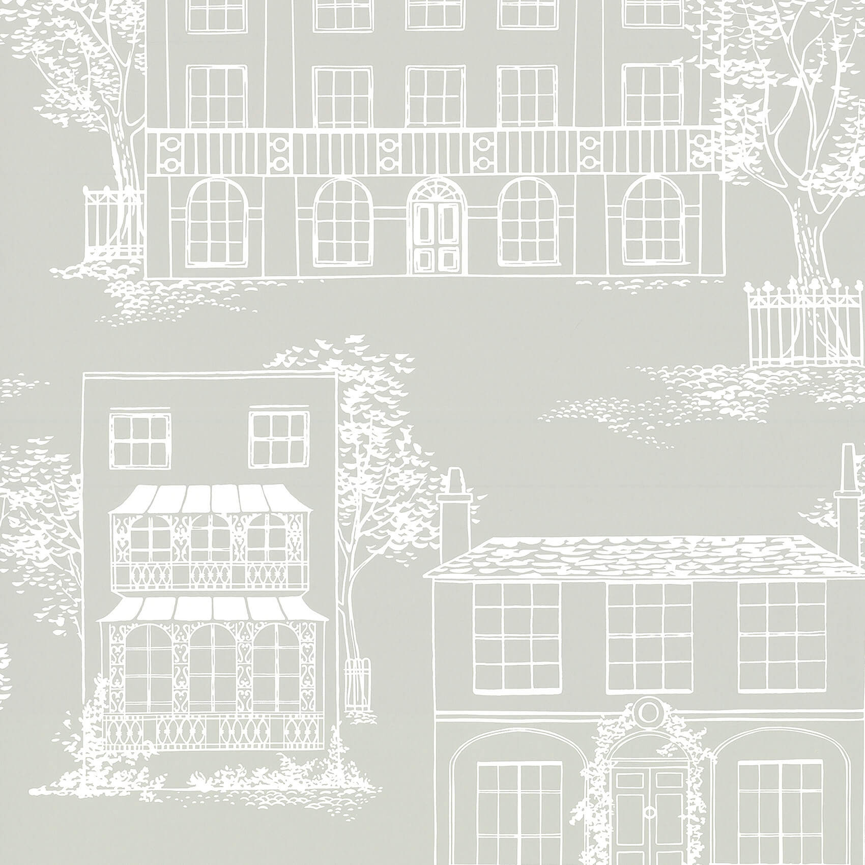 Little Green 50S Line Wallpapers Hampstead Cool Grey Behang