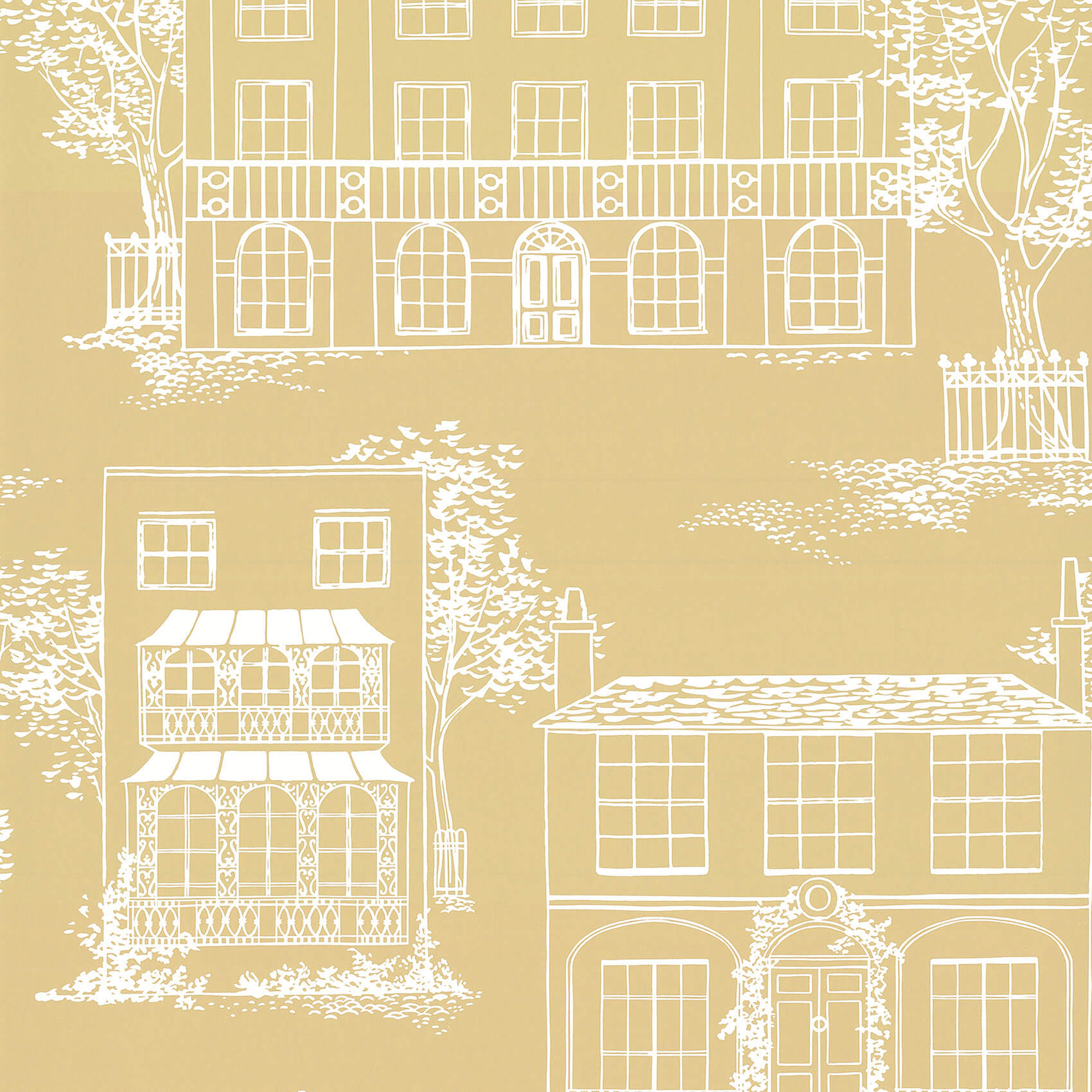 Little Green 50S Line Wallpapers Hampstead Yellow Apple