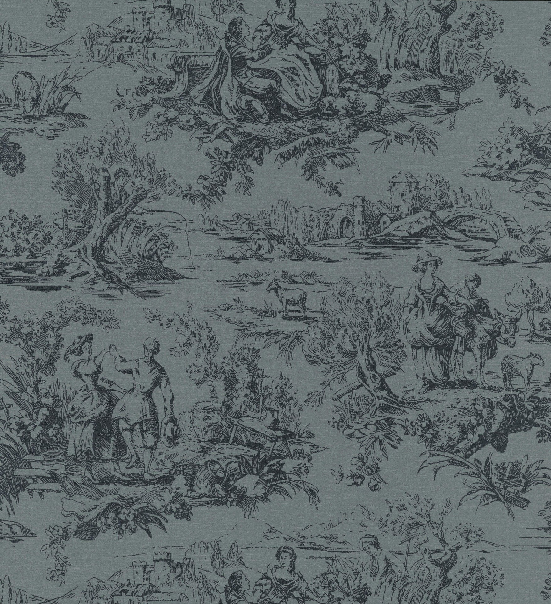Little Green National Trust III Lovers' Toile Hicks' Blue Behang