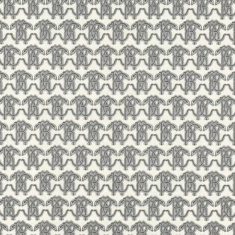 Roberto Cavalli 9 - Logo Wit/Zwart - 21034 Behang