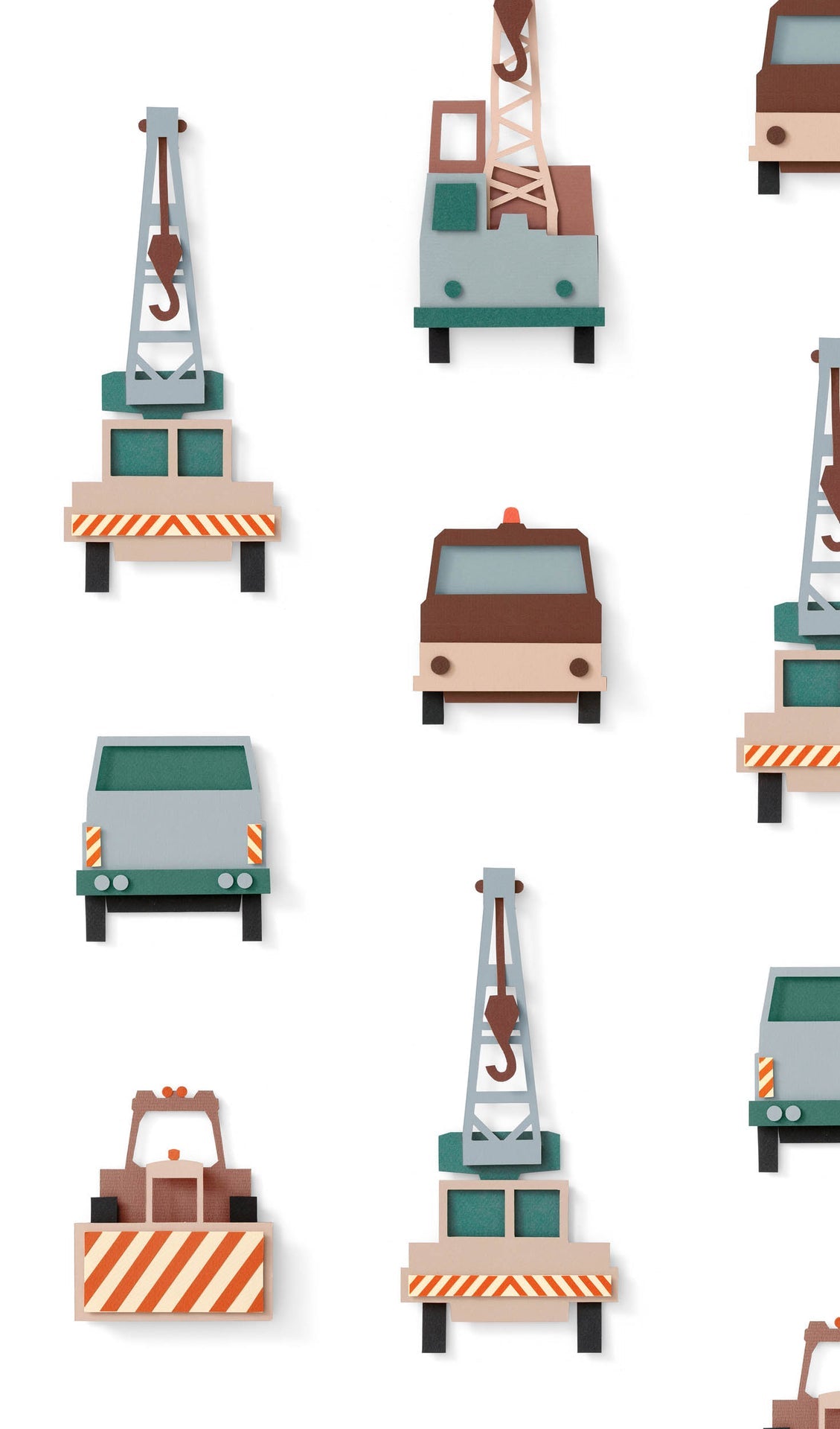 Studio Ditte Kraanwagen Wit Behang